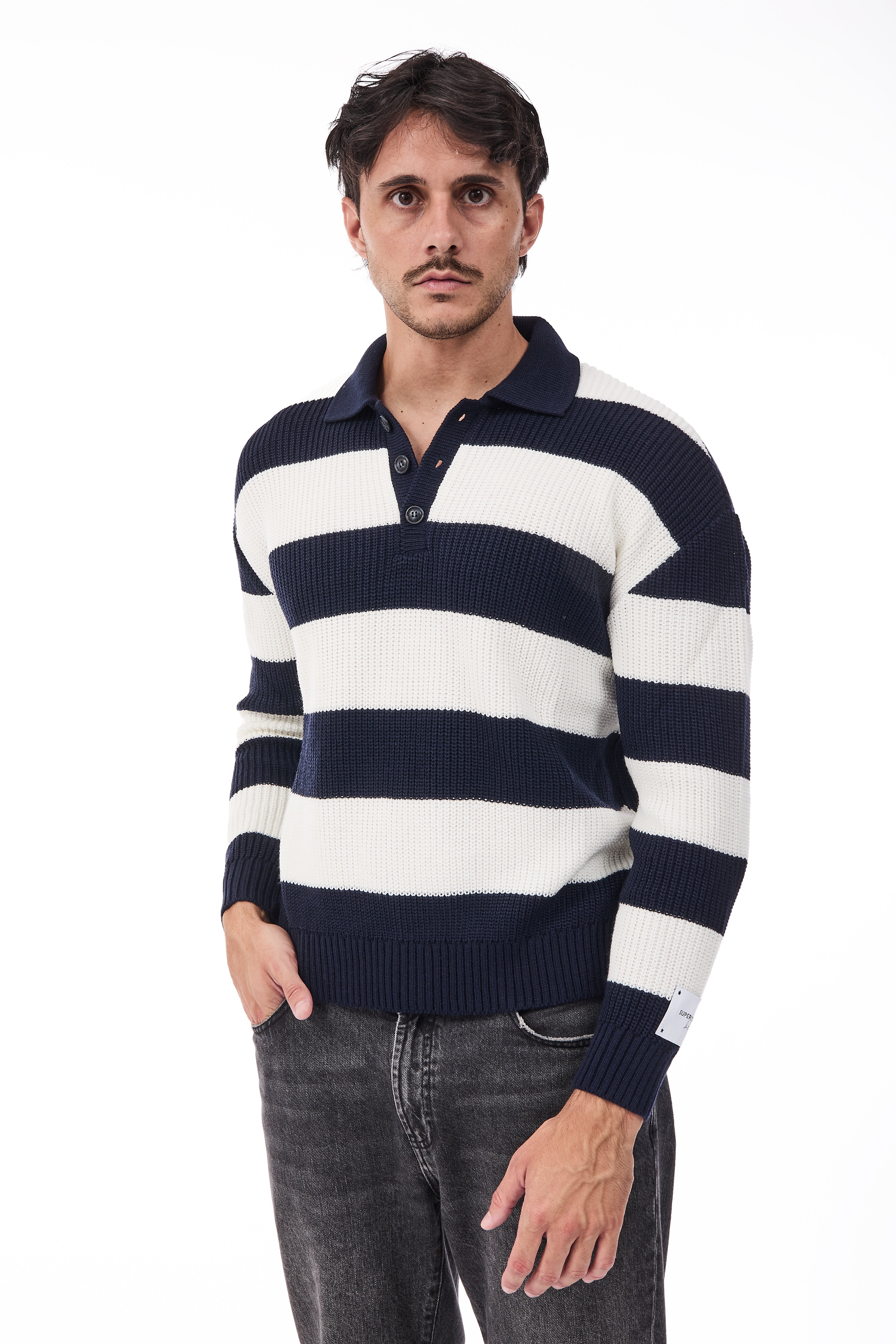 Maglione Superculture Polo AK7049 Blu-Bianco