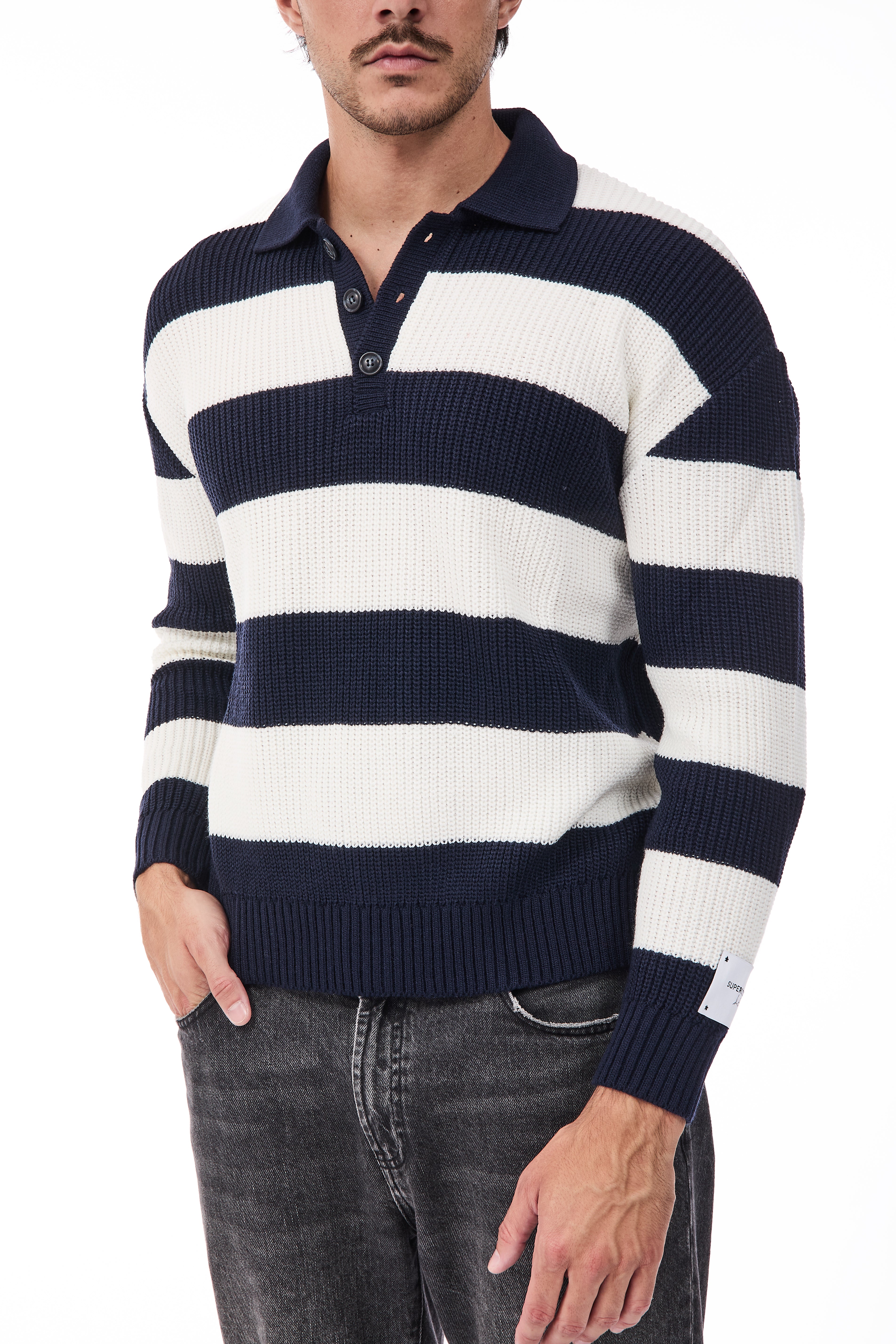 Maglione Superculture Polo AK7049 Blu-Bianco