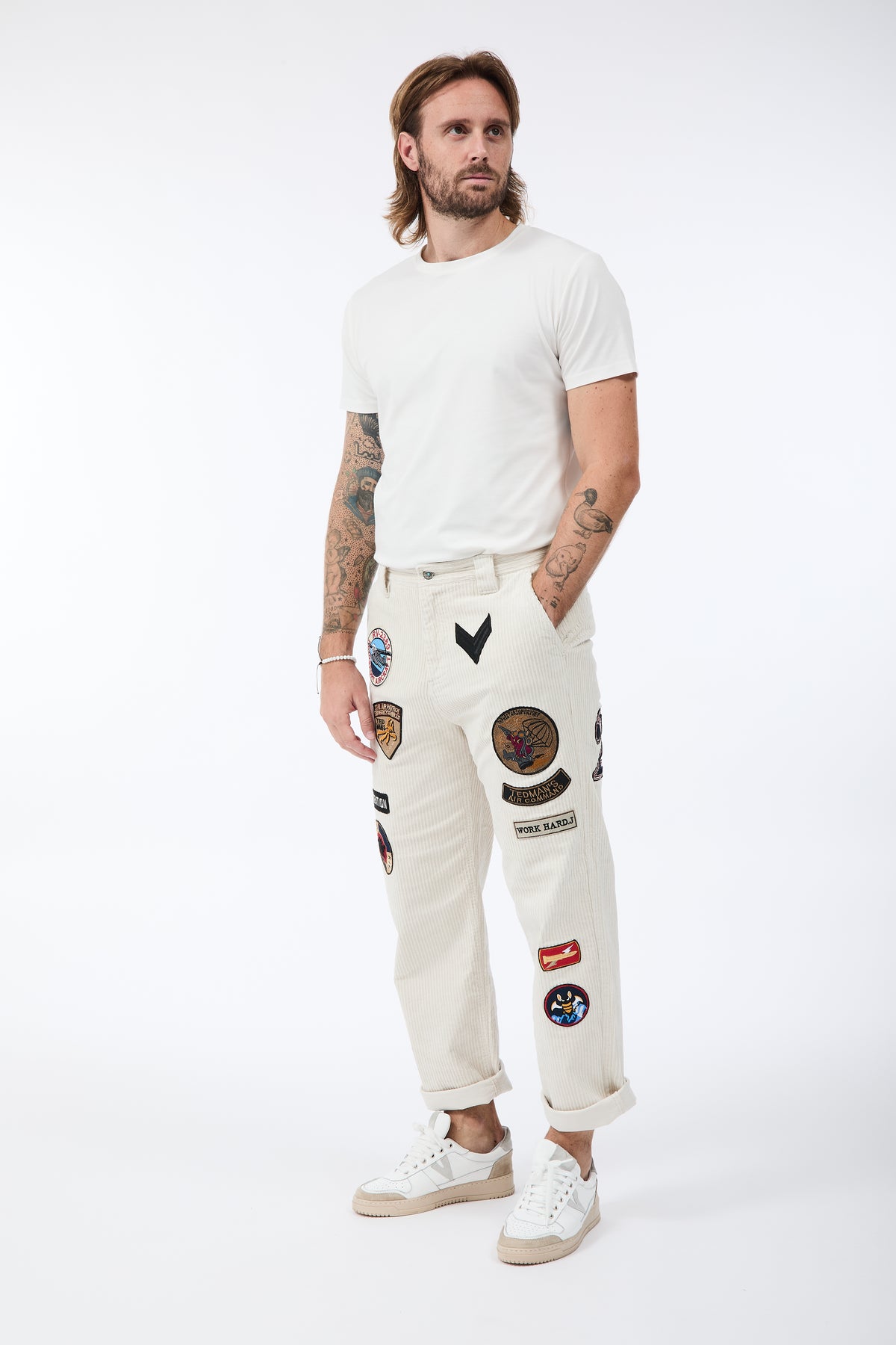 Pantalone Berna Velluto Patch Panna 352