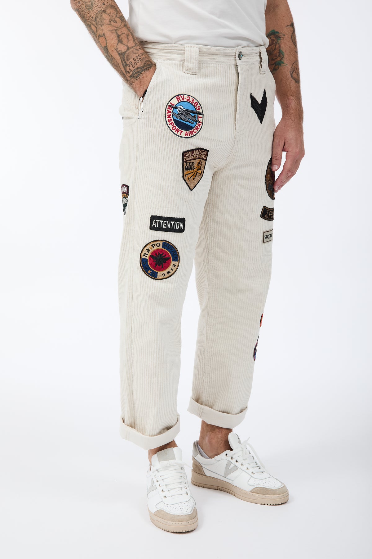 Pantalone Berna Velluto Patch Panna 352
