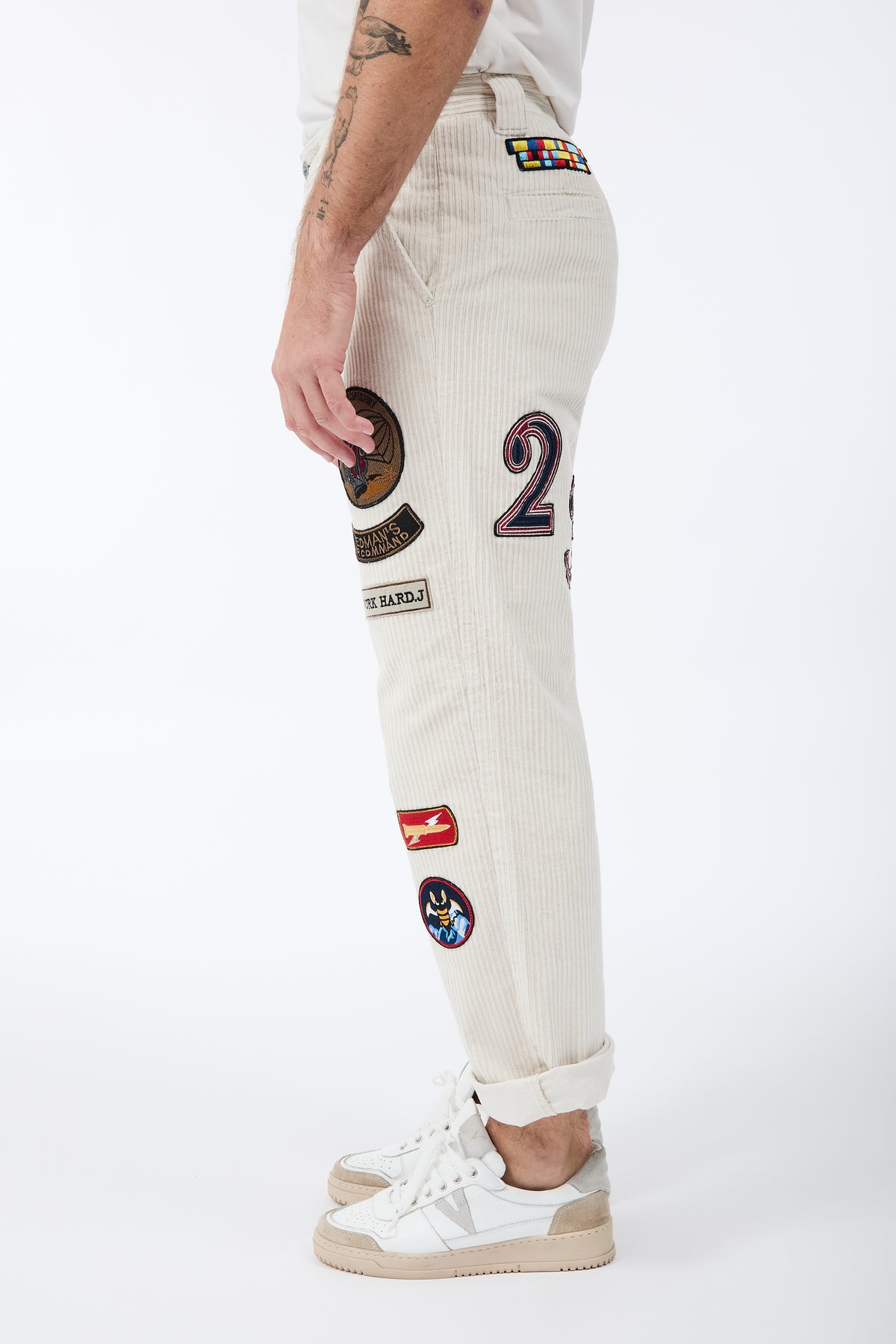 Pantalone Berna Velluto Patch Panna 352