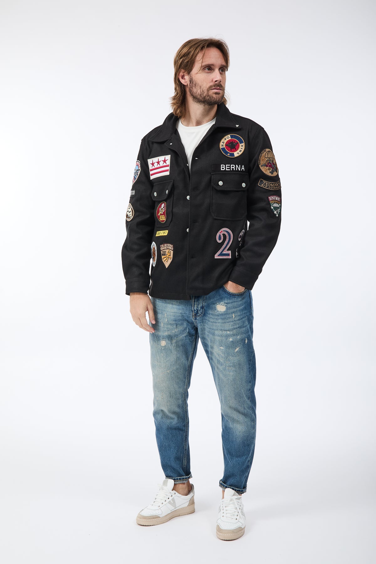Overshirt Berna Boyscout patch Nera