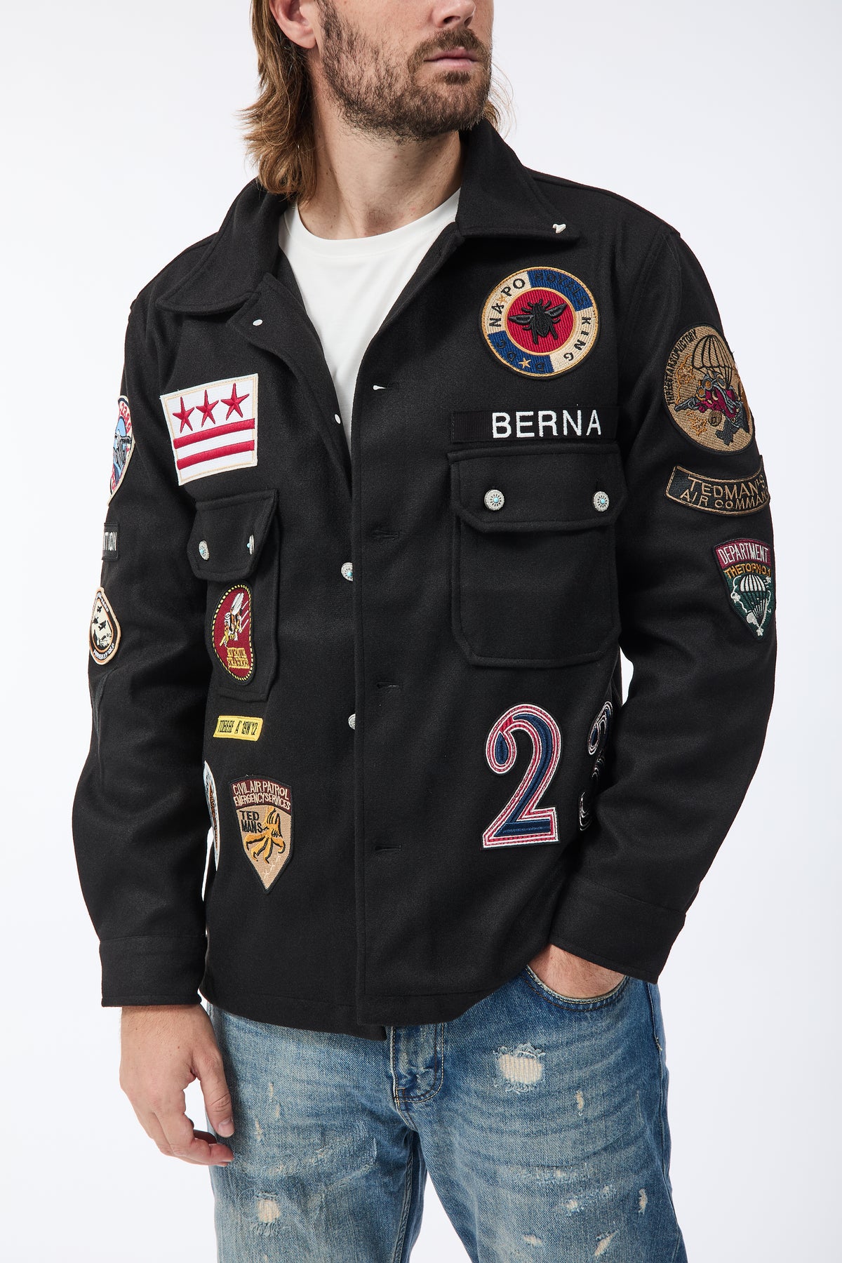 Overshirt Berna Boyscout patch Nera