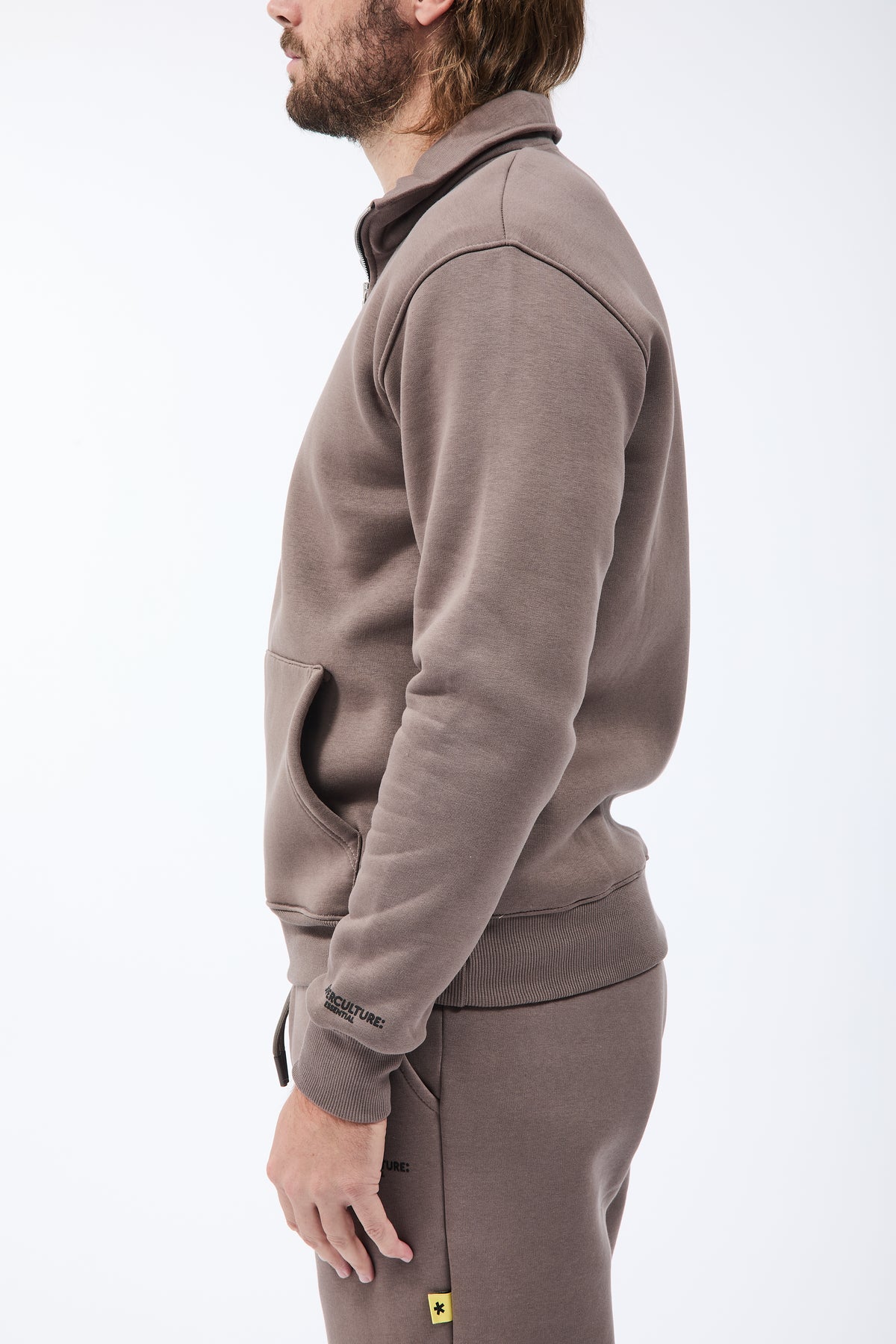 Felpa Superculture Mezza Zip Folk Tortora
