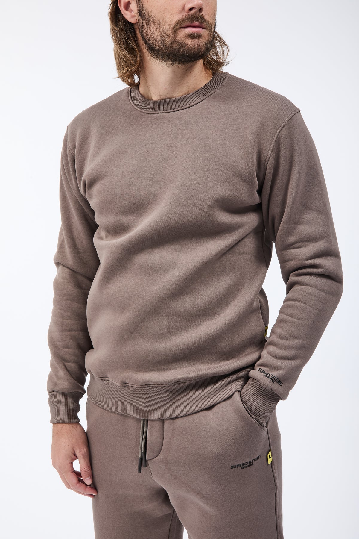 Felpa Superculture Girocollo Teddy Tortora