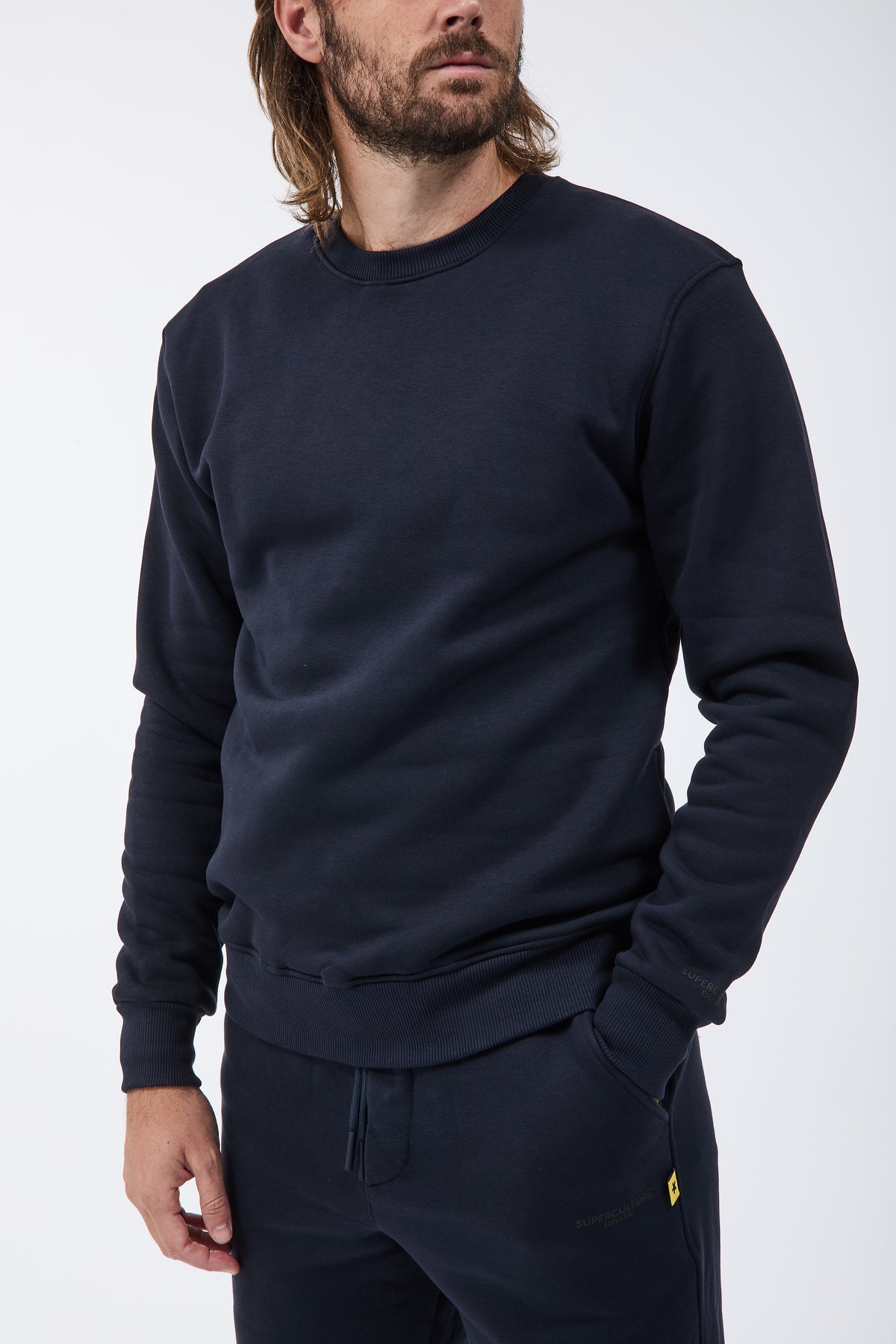 Felpa Superculture Girocollo Teddy Blu