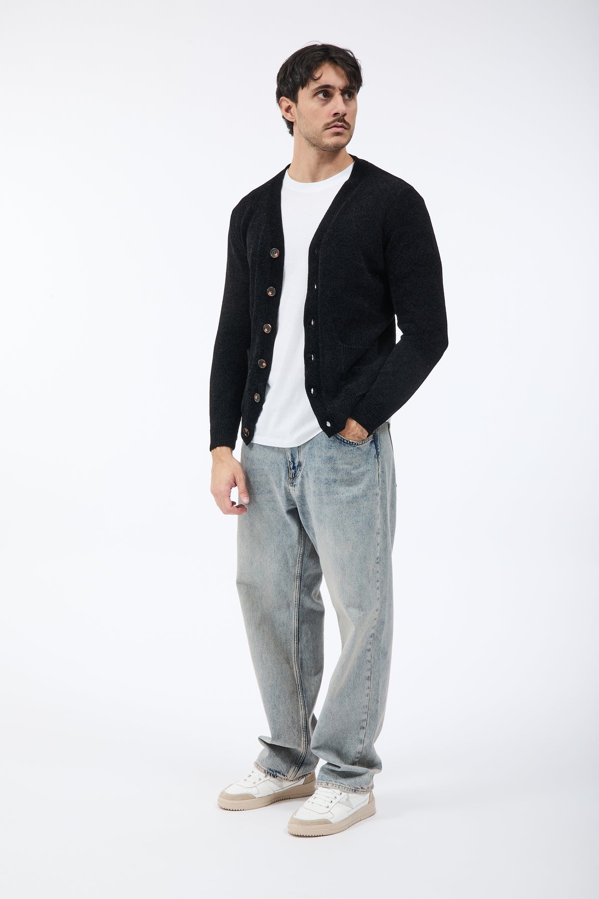 Cardigan Over-d Ciniglia Nero M22