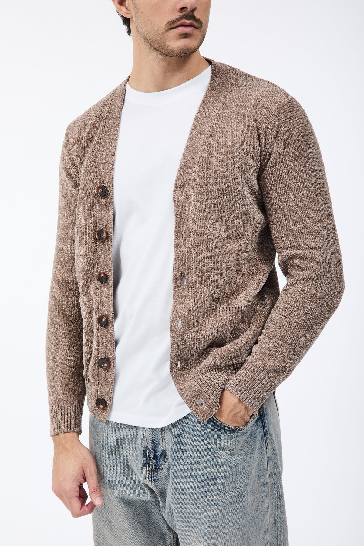 Cardigan Over-d Ciniglia Taupe M22