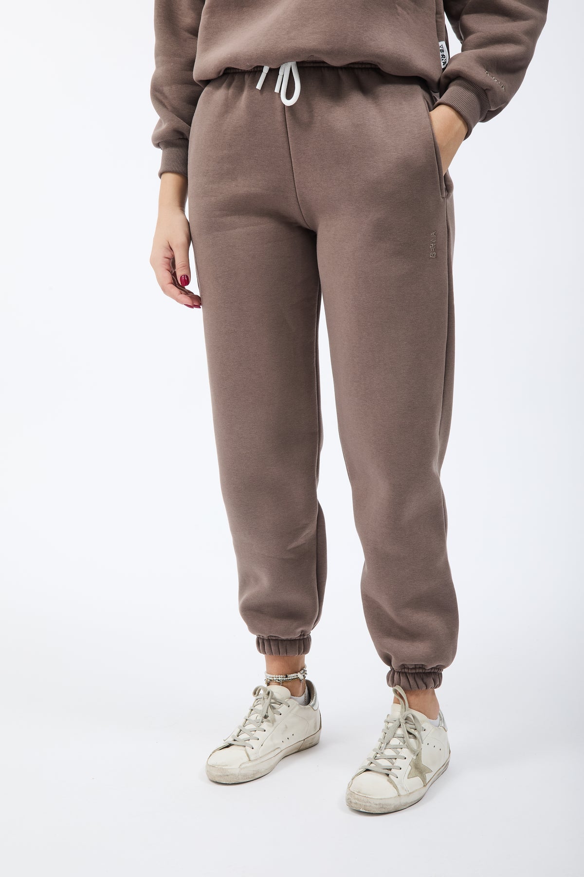 Pantalone Berna Felpa Polsino Tortora