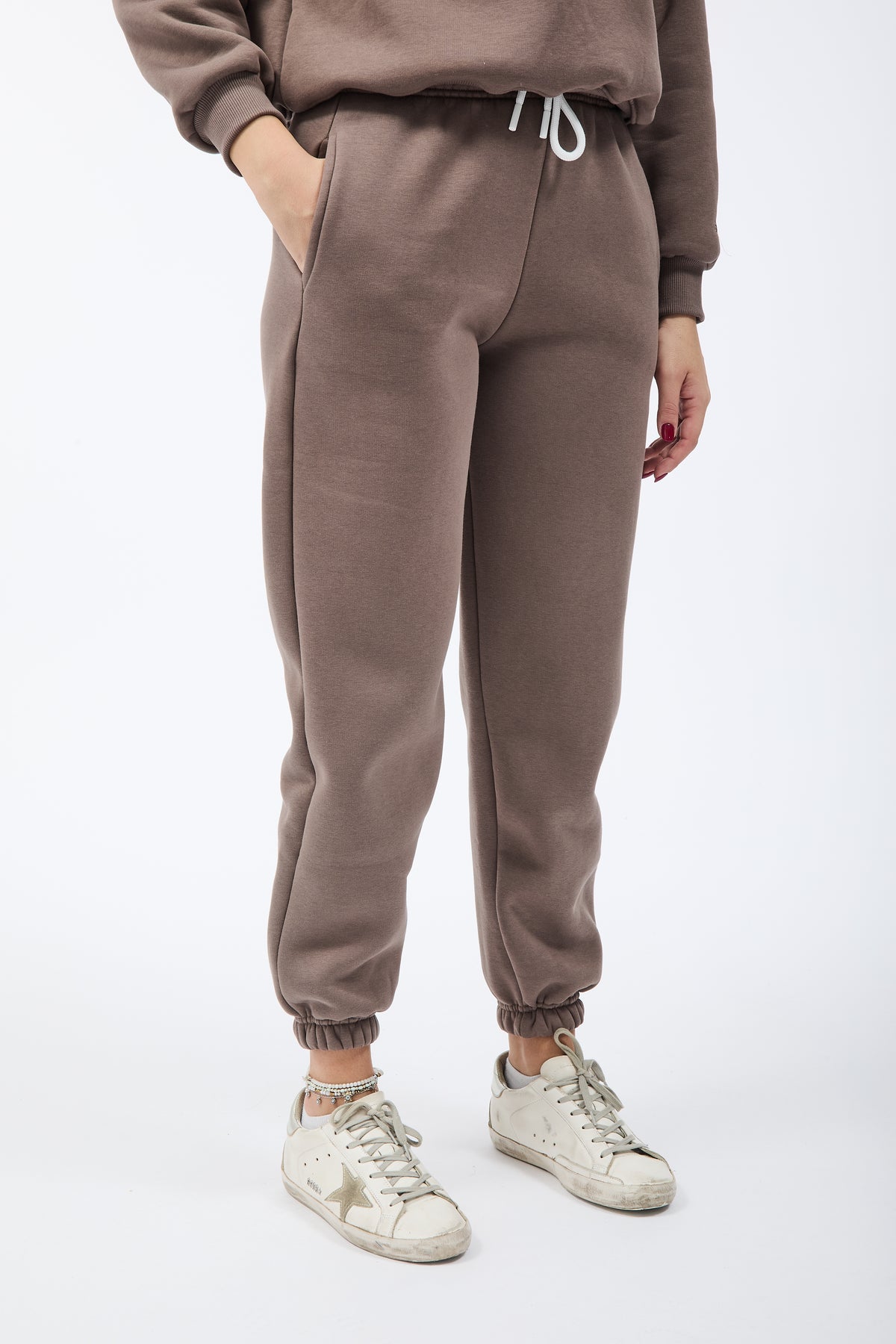 Pantalone Berna Felpa Polsino Tortora