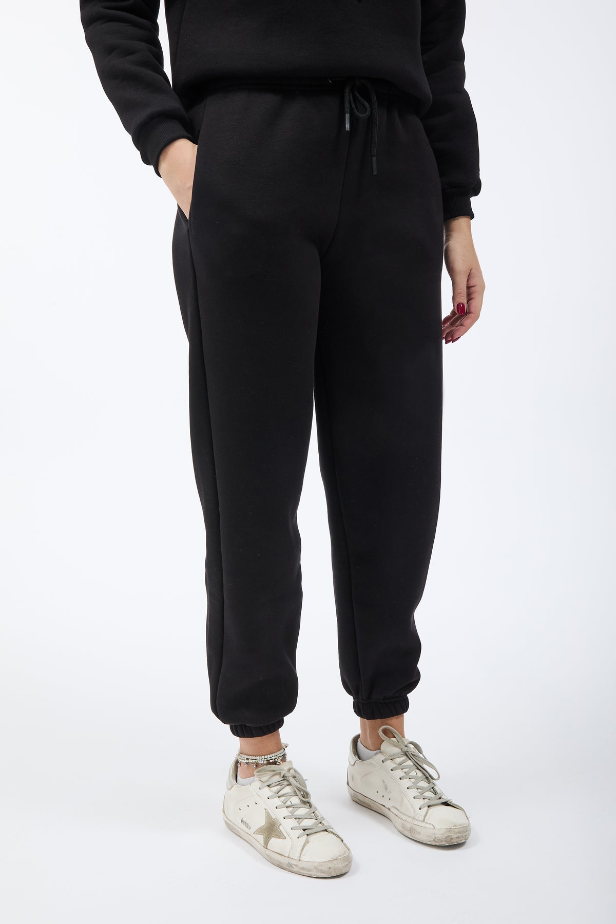 Pantalone Berna Felpa Polsino Nero