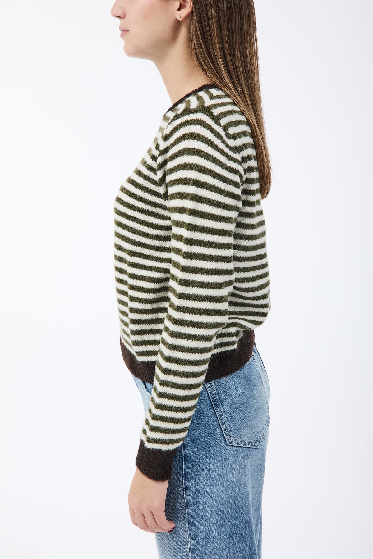 Maglione Lokita Righine Militare-Panna