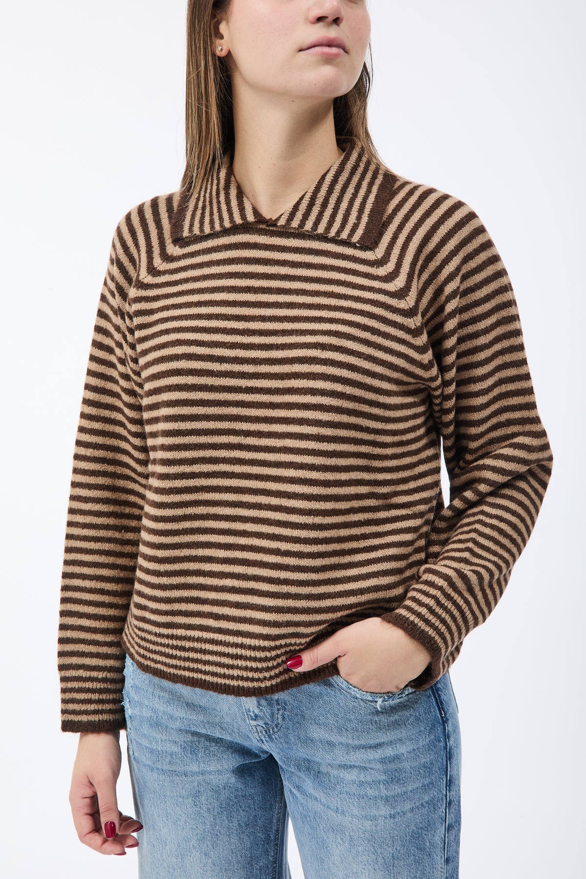 Maglione HaveOne Rigato con Colletto Moro