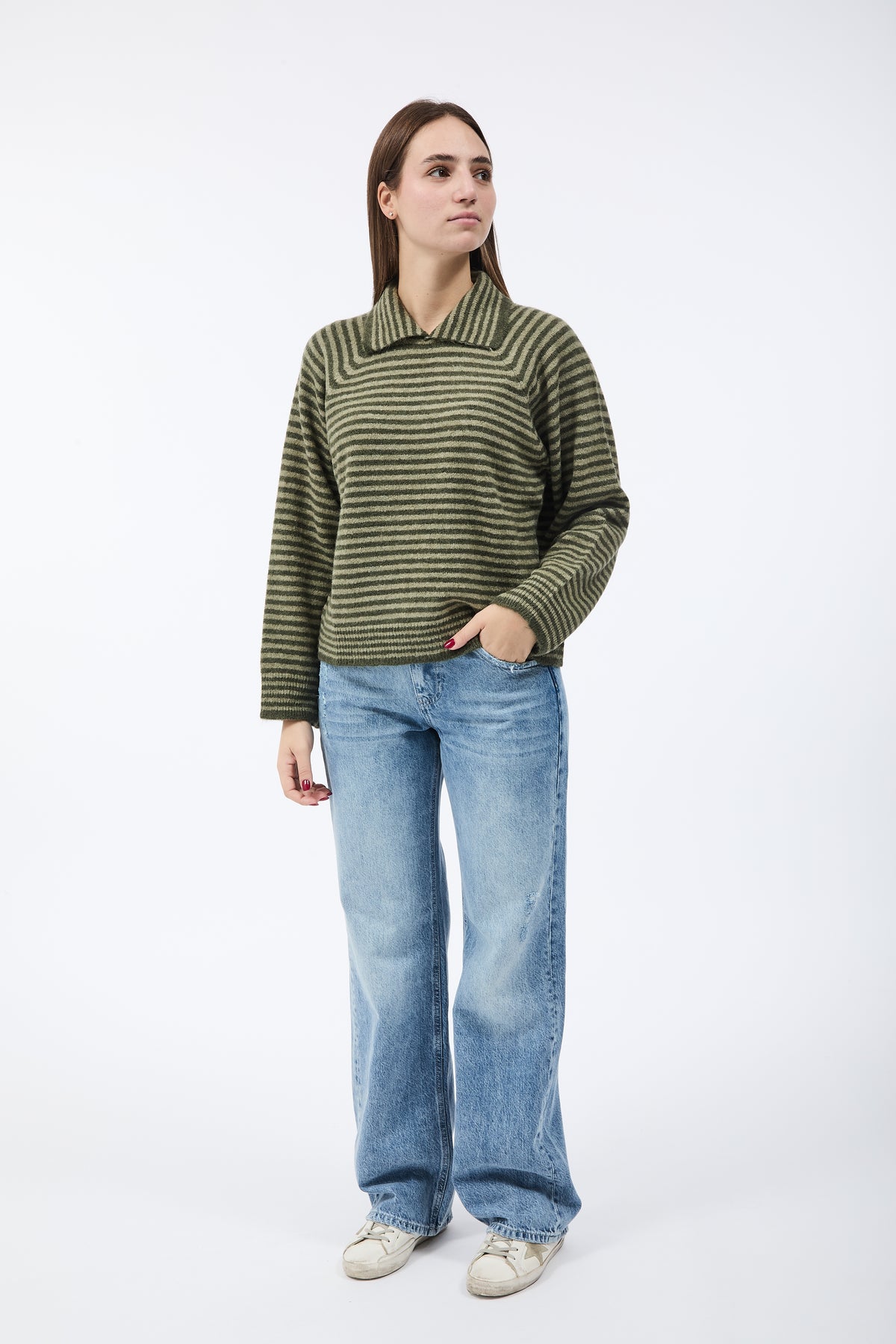 Maglione HaveOne Rigato con Colletto Militare