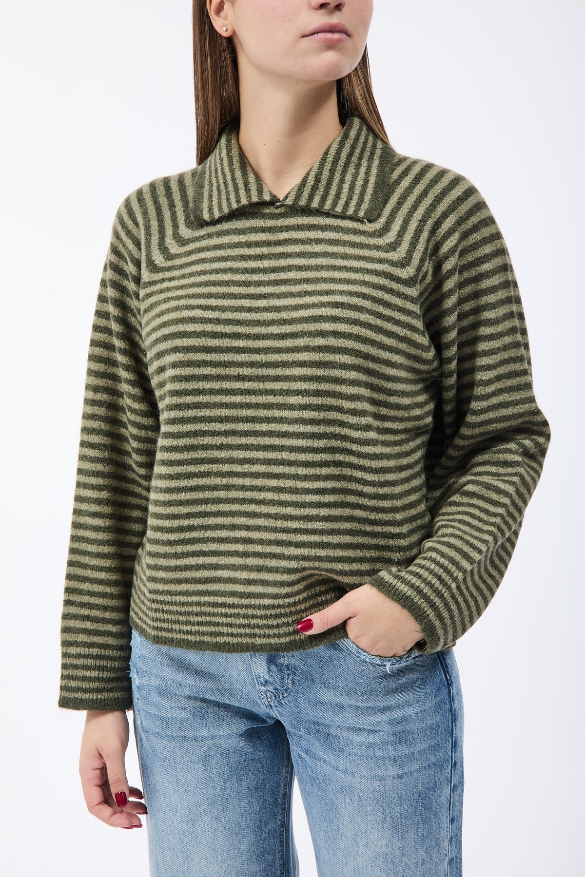 Maglione HaveOne Rigato con Colletto Militare