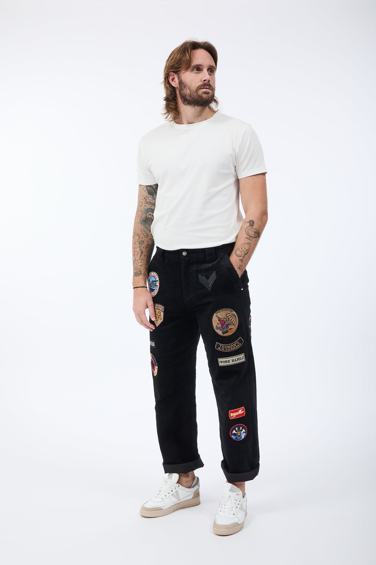 Pantalone Berna Velluto Patch Nero 352