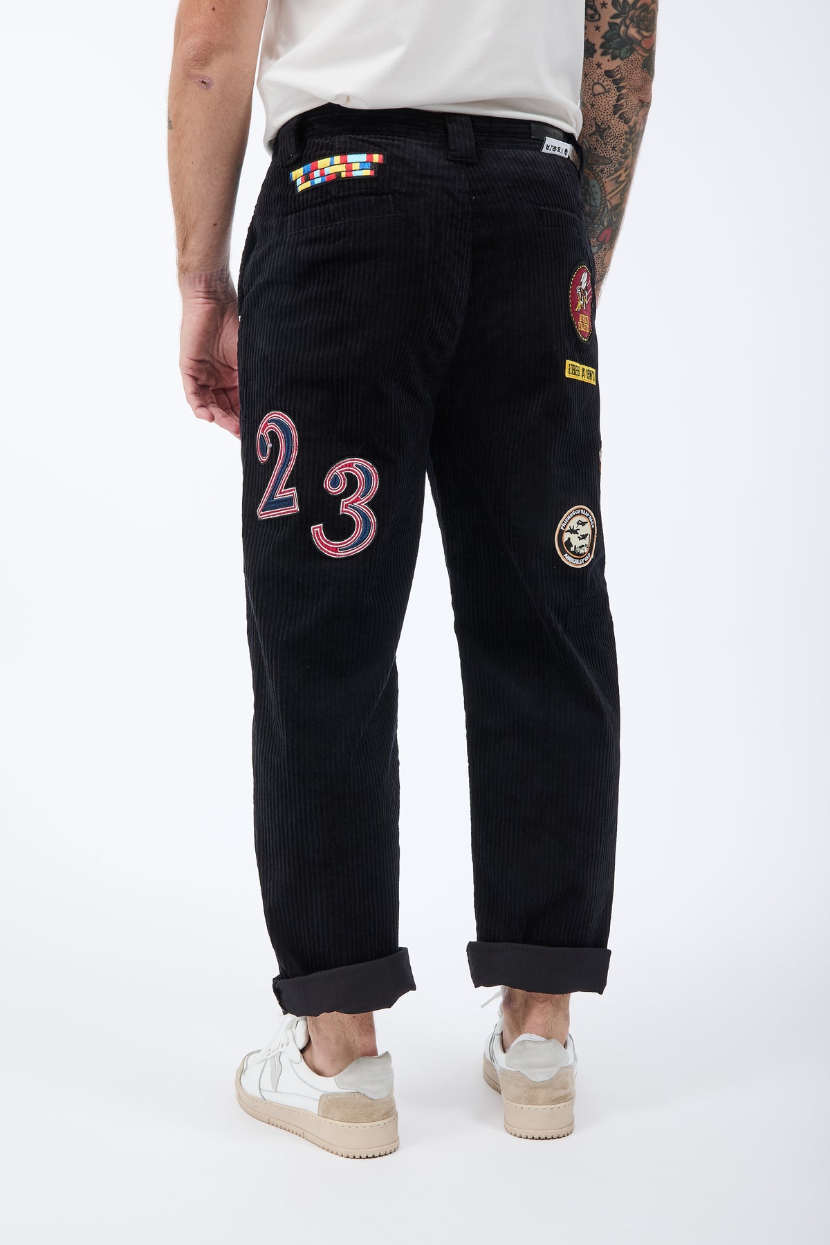 Pantalone Berna Velluto Patch Nero 352