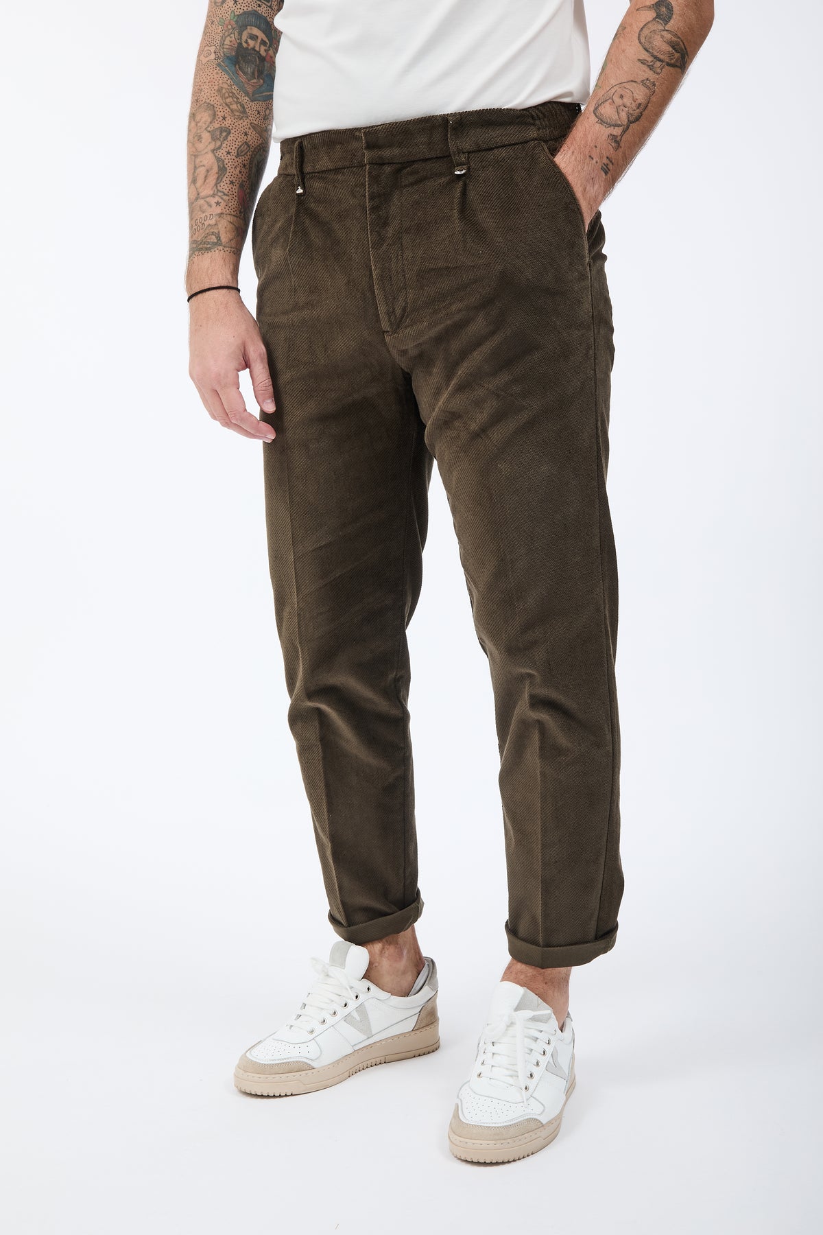 Pantalone Berna Cropped Velluto Oliva 503