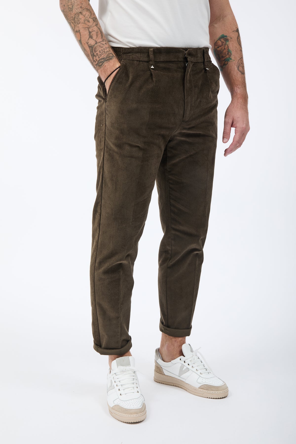 Pantalone Berna Cropped Velluto Oliva 503