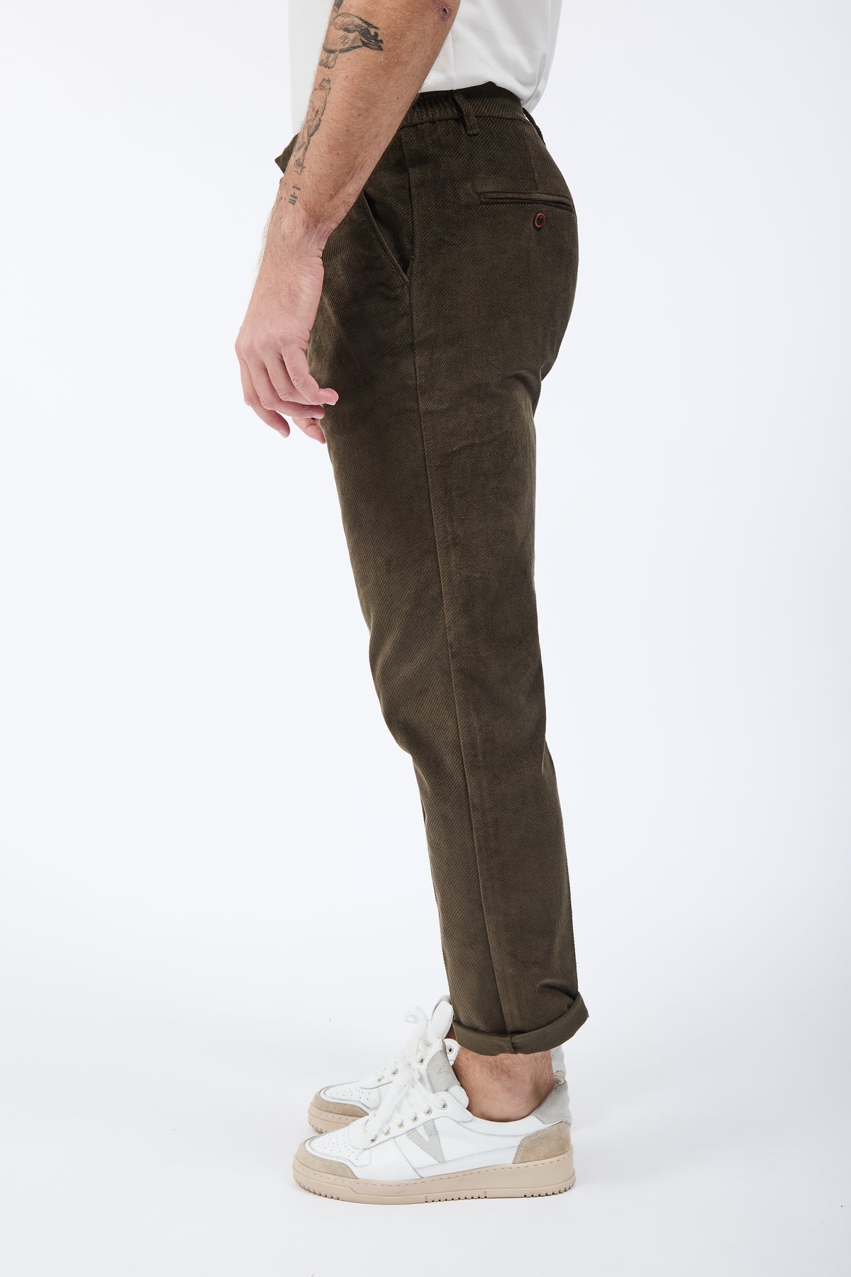 Pantalone Berna Cropped Velluto Oliva 503
