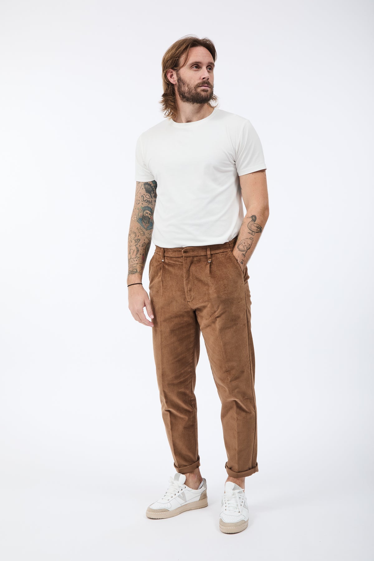 Pantalone Berna Cropped Velluto Biscotto 503