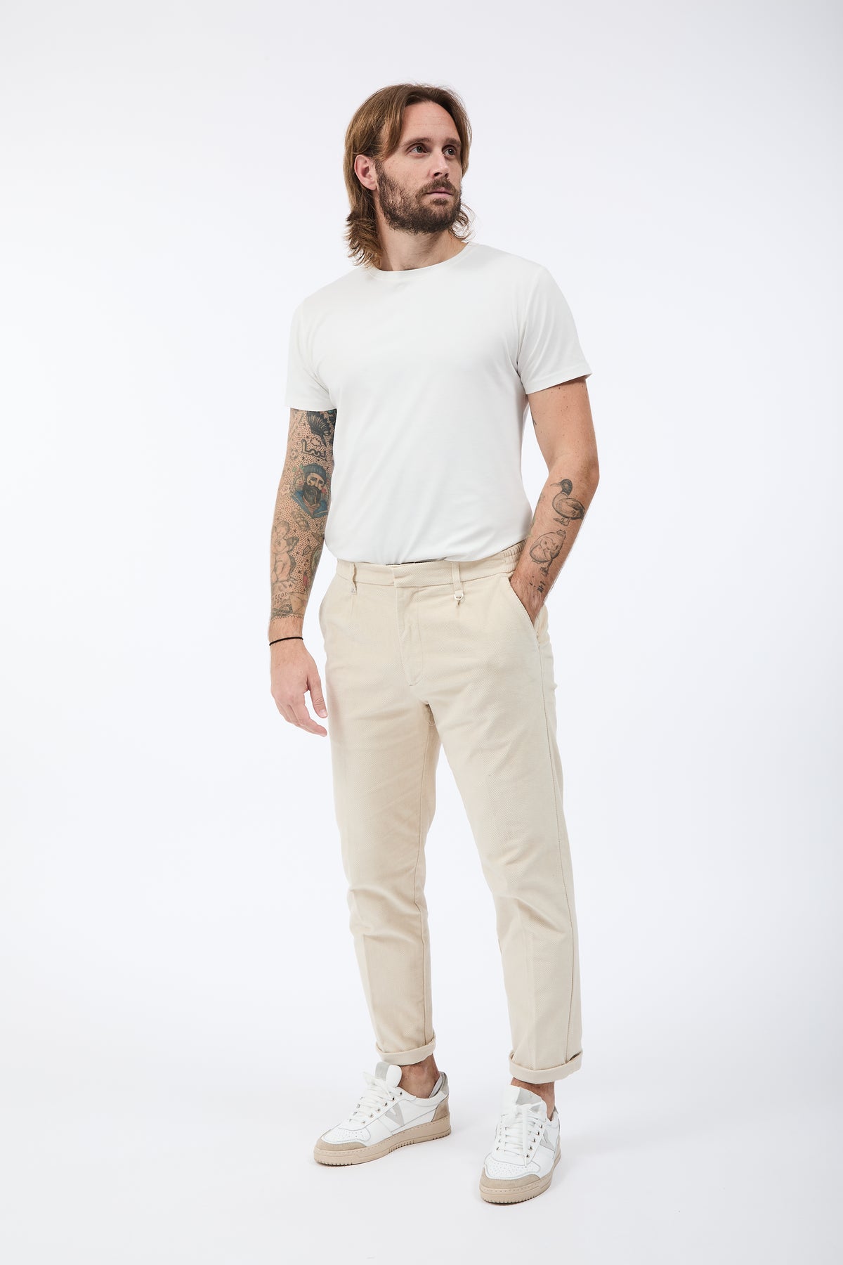 Pantalone Berna Cropped Velluto Panna 503