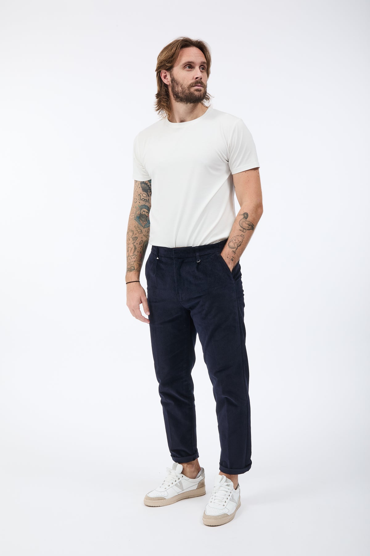 Pantalone Berna Cropped Velluto Blu 503