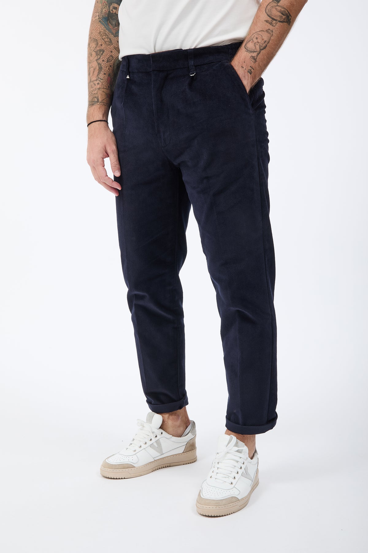 Pantalone Berna Cropped Velluto Blu 503