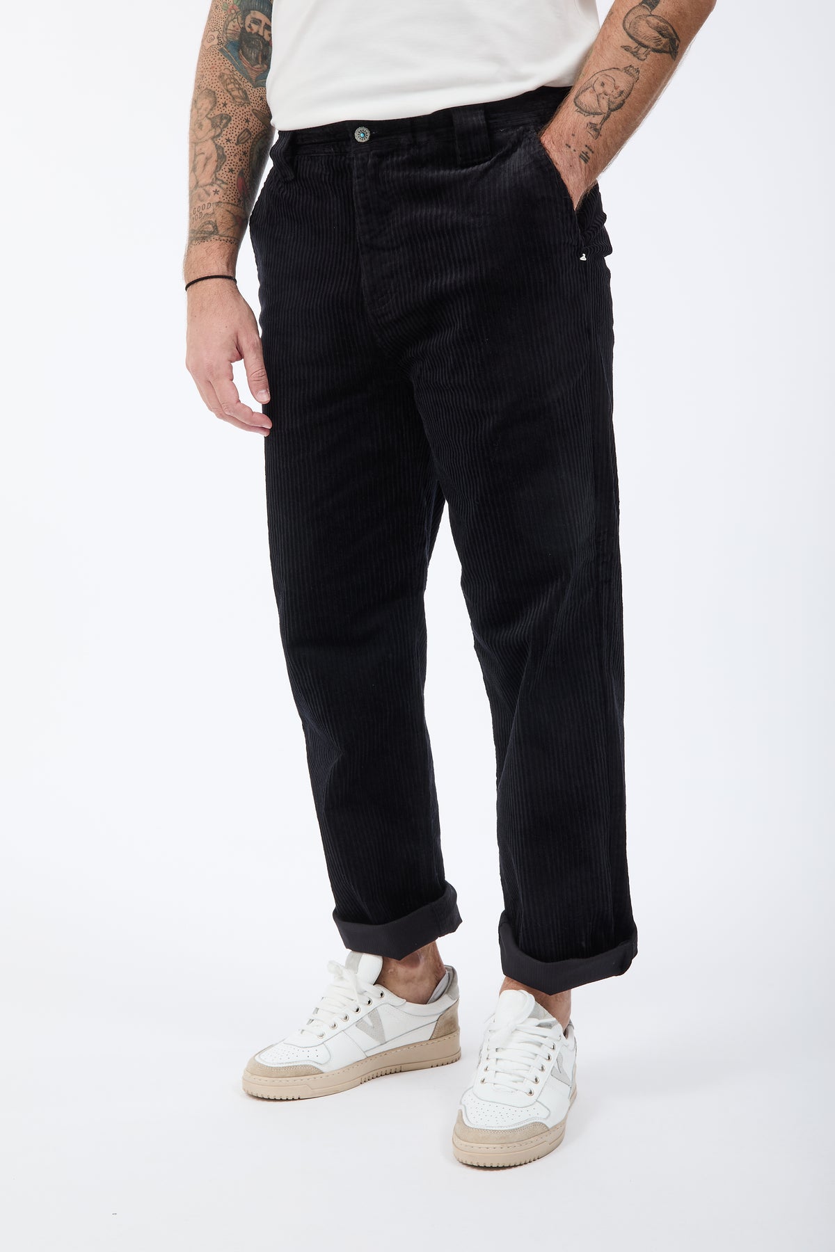Pantalone Berna Straight Velluto Nero 373