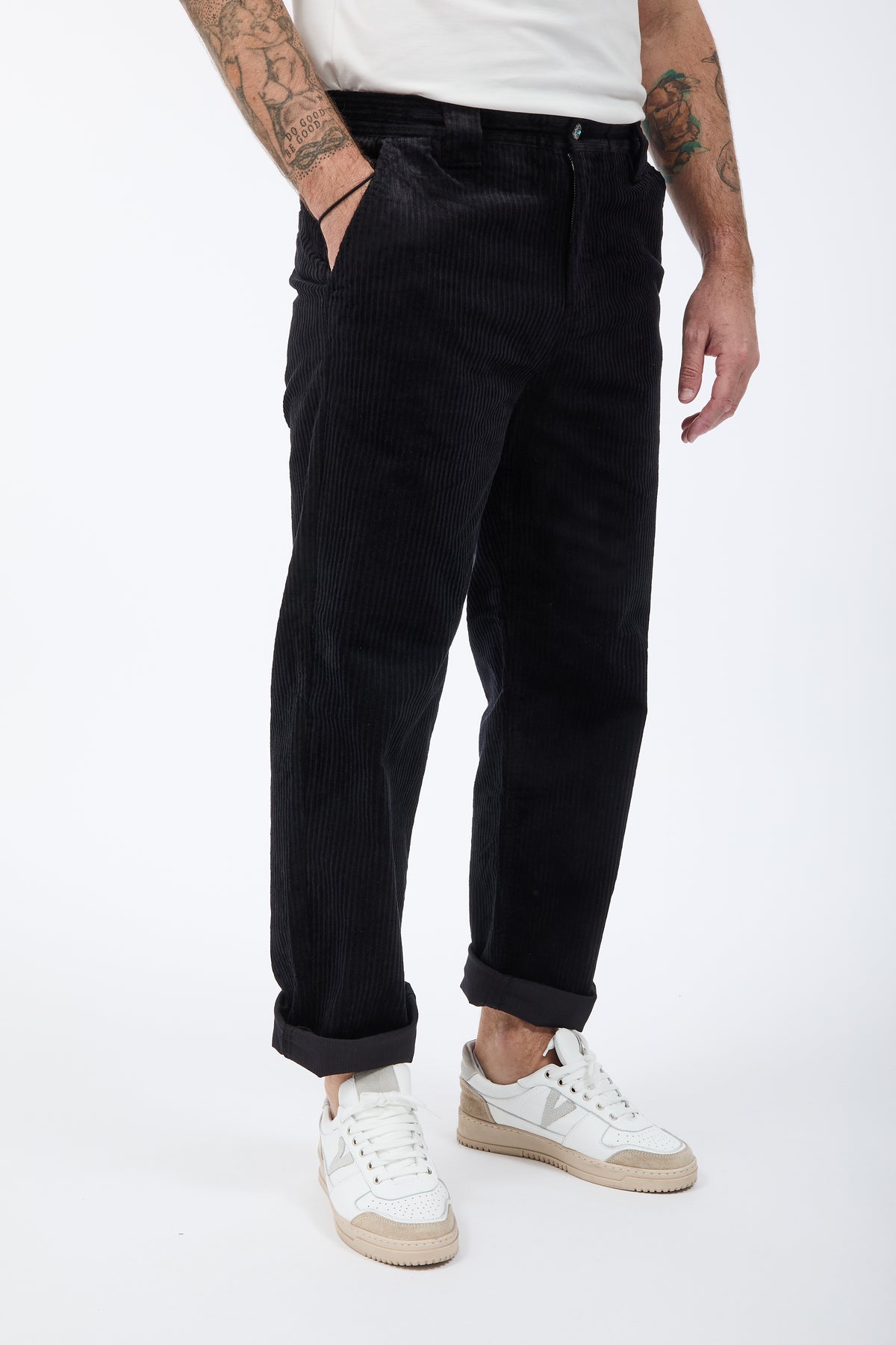 Pantalone Berna Straight Velluto Nero 373
