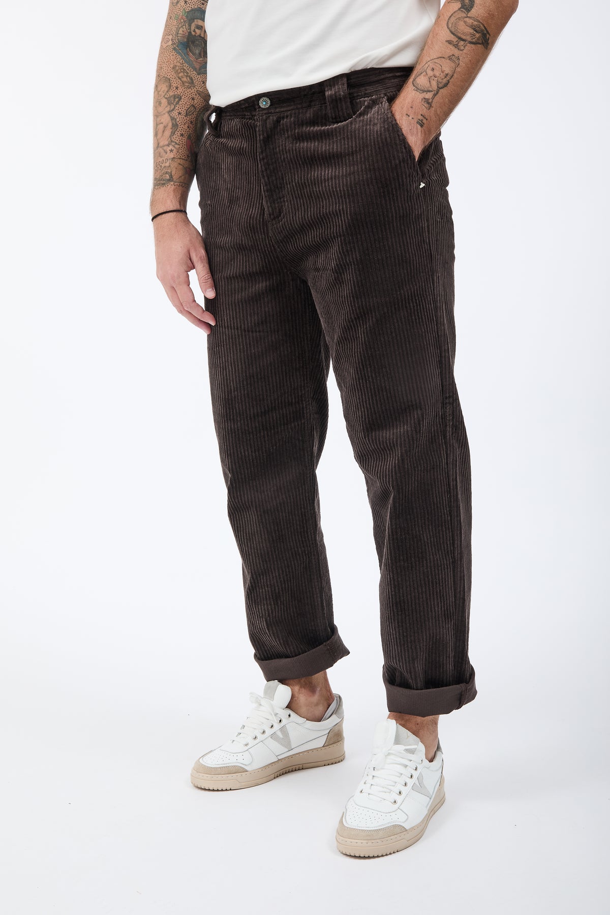 Pantalone Berna Straight Velluto Caffè 373
