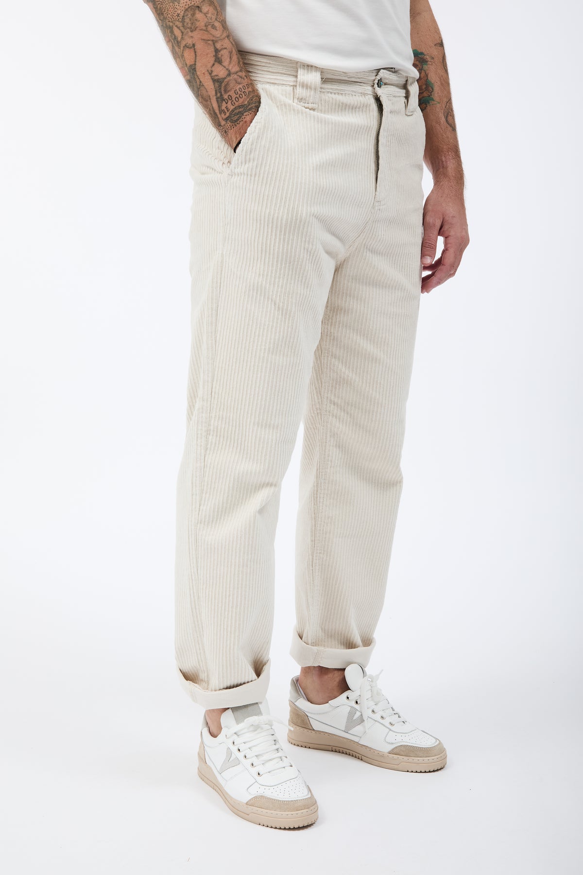 Pantalone Berna Straight Velluto Panna 373