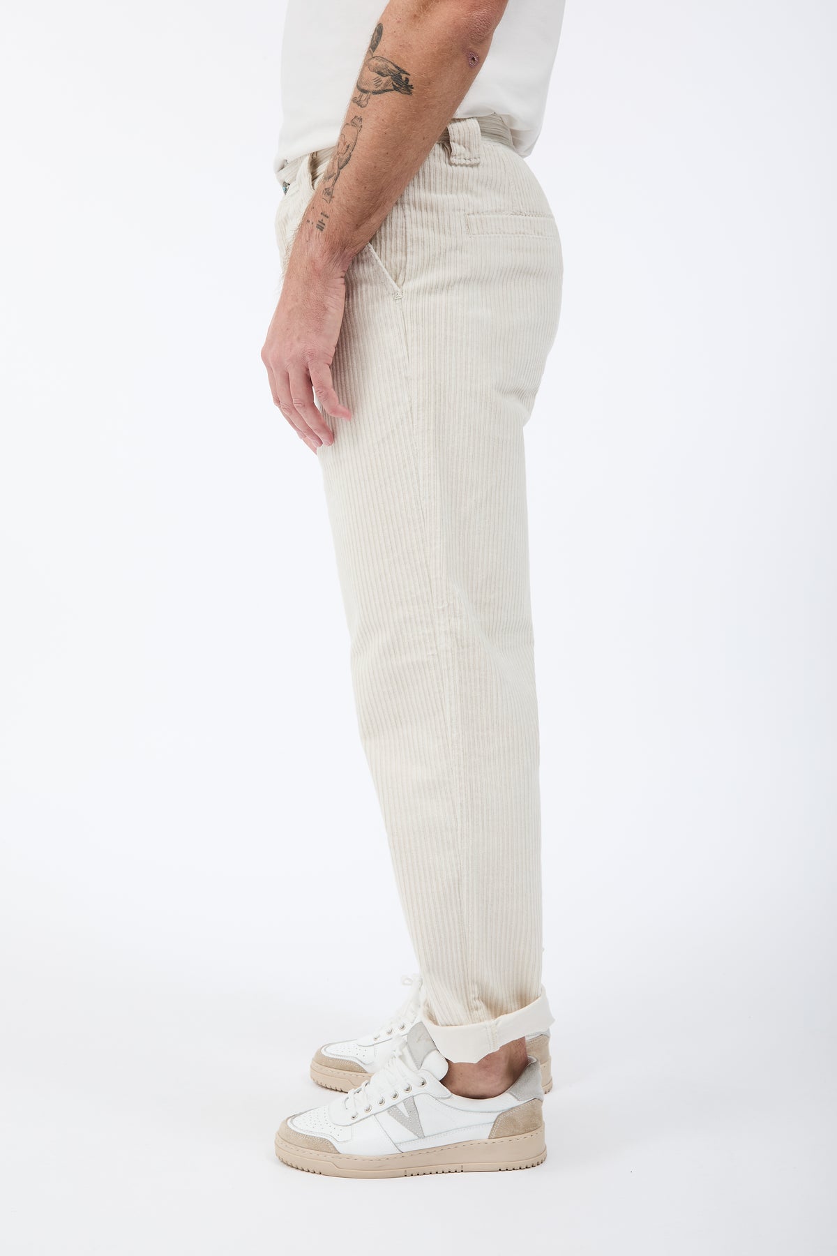 Pantalone Berna Straight Velluto Panna 373