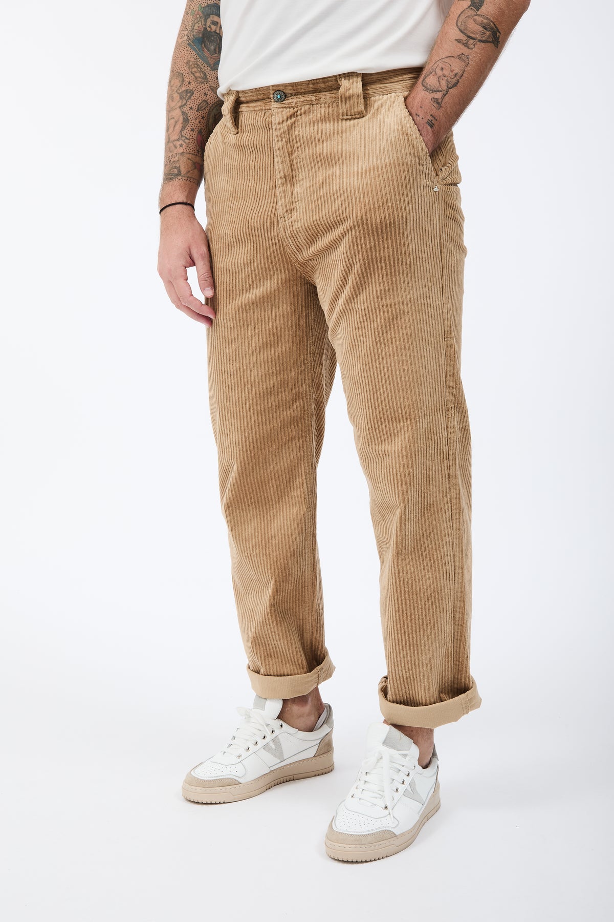 Pantalone Berna Straight Velluto Cammello 373