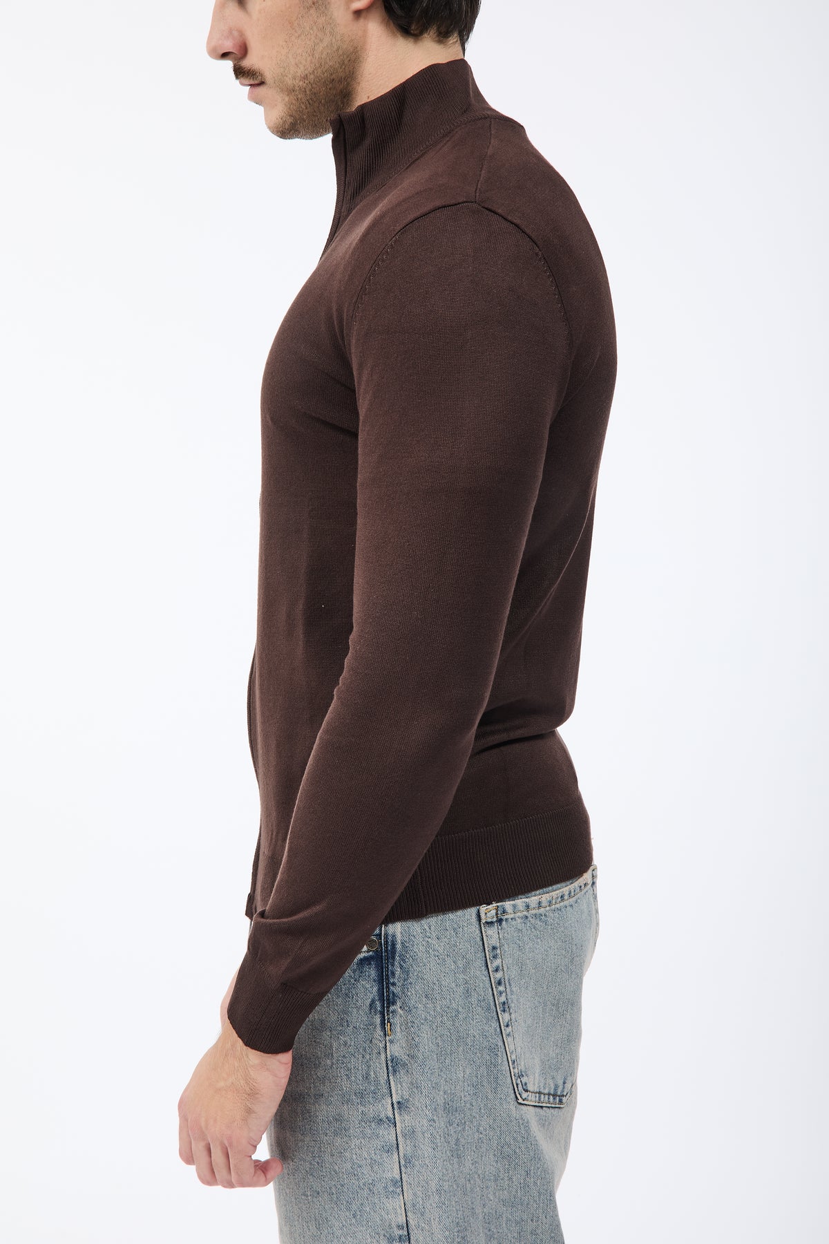 Maglione Gianni Lupo Zip 35138 Caffè