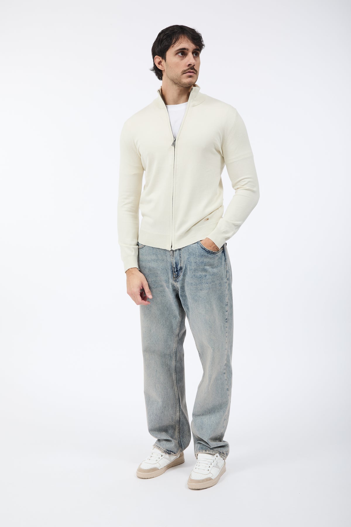Maglione Gianni Lupo Zip 35138 Panna