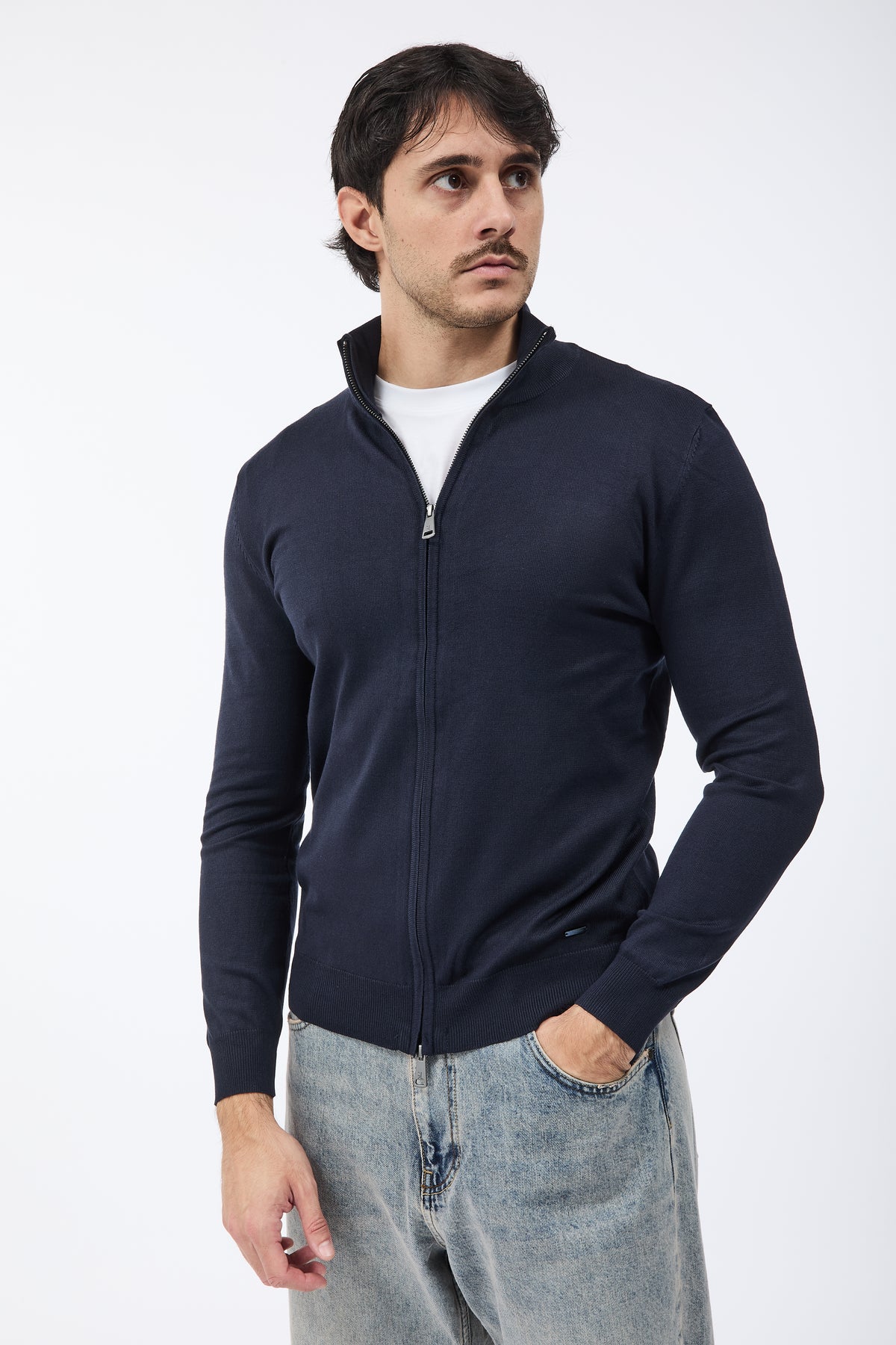 Maglione Gianni Lupo Zip 35138 Navy