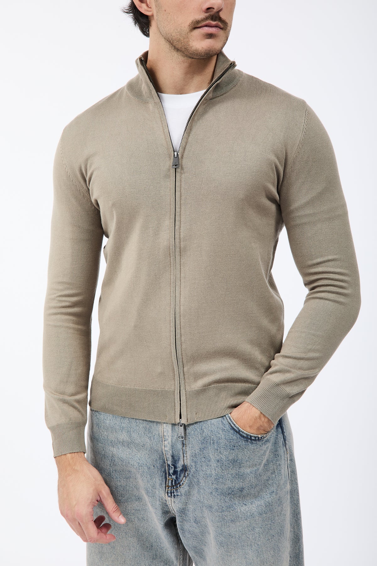 Maglione Gianni Lupo Zip 35138 Cammello