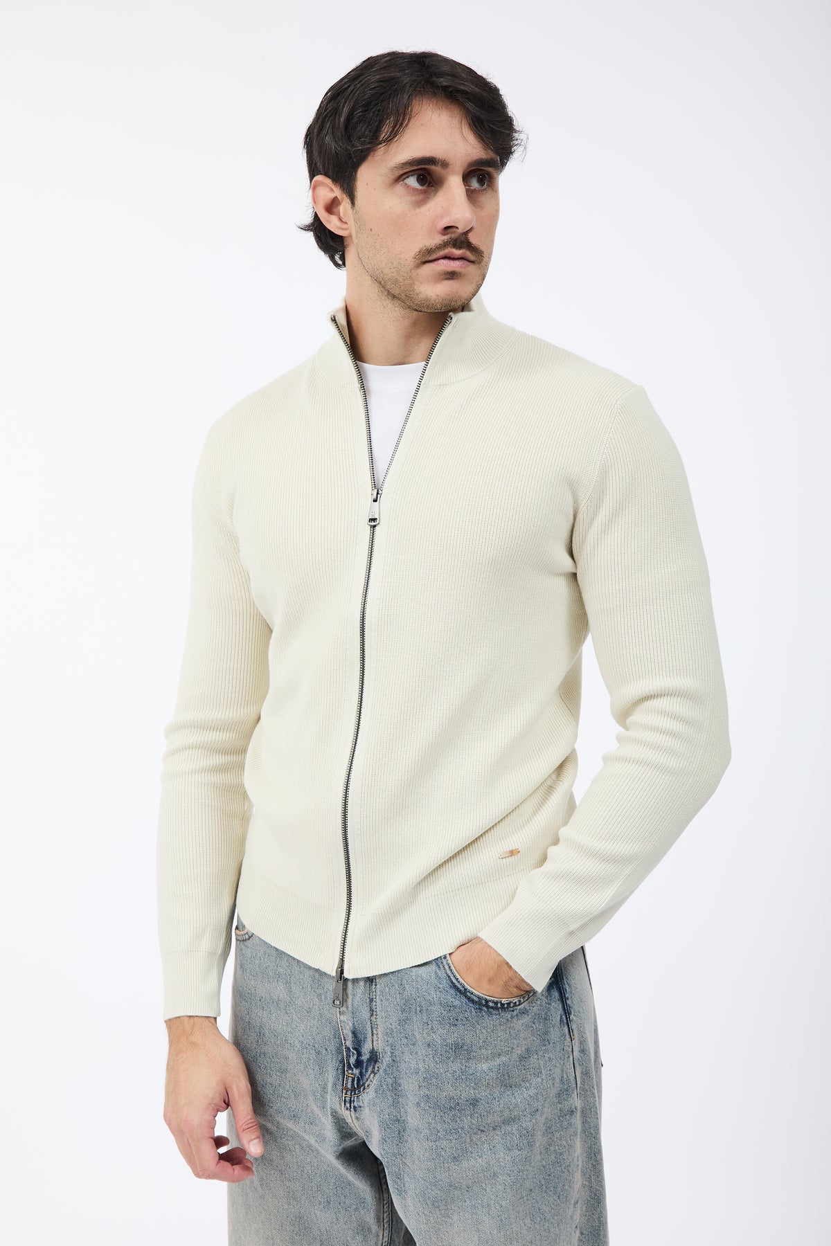 Maglione Gianni Lupo Zip 35152 Panna