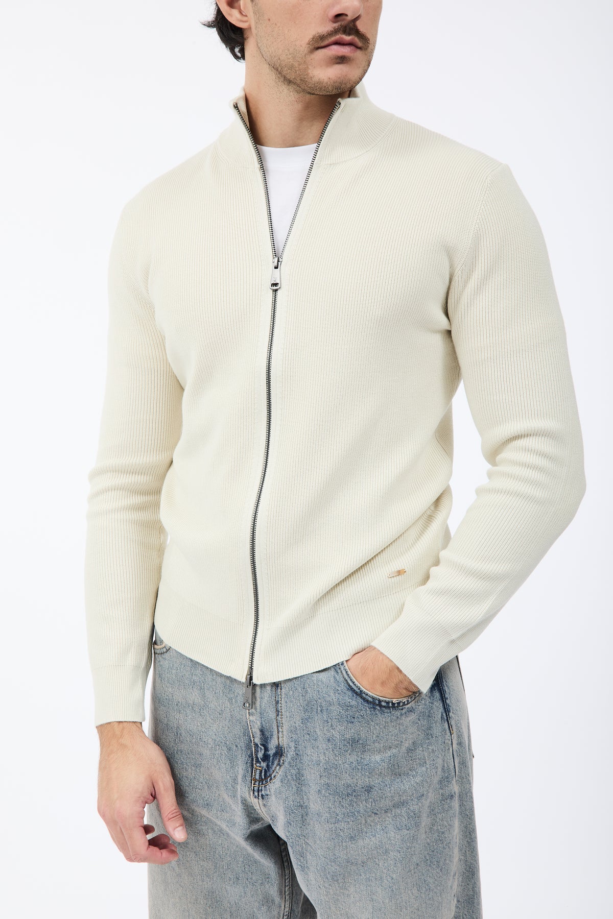 Maglione Gianni Lupo Zip 35152 Panna