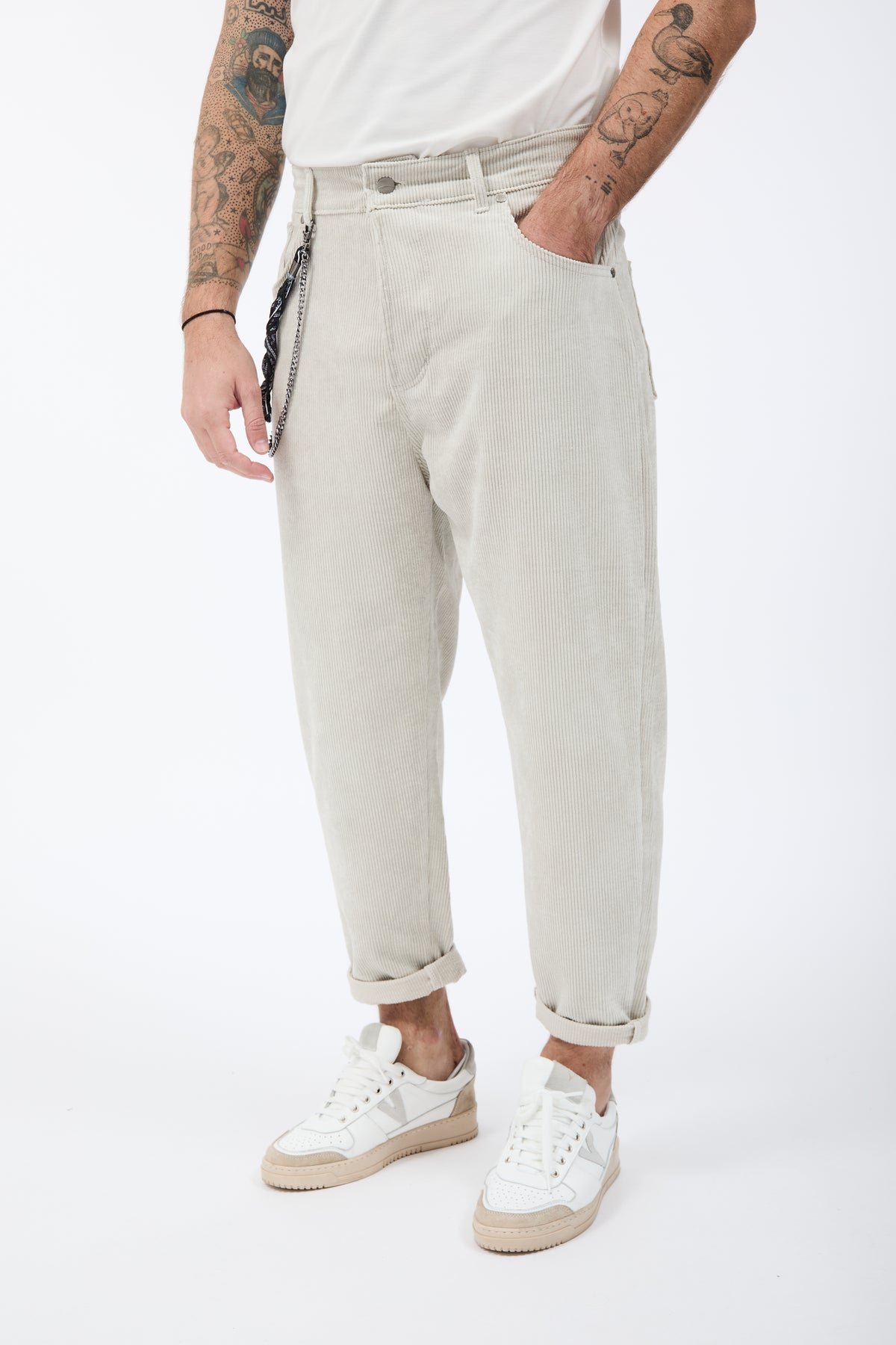 Pantalone Over-d Velluto Panna P83