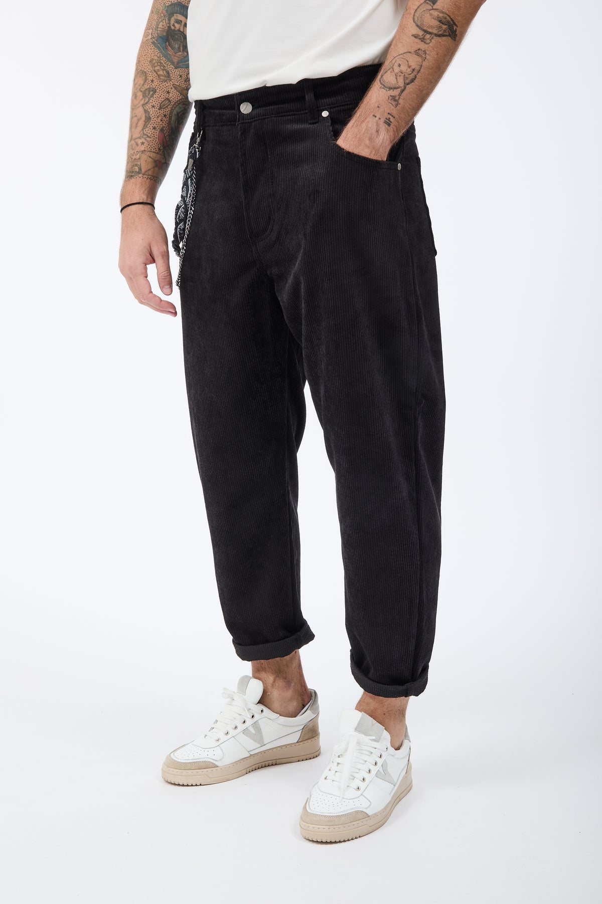 Pantalone Over-d Velluto Nero P83