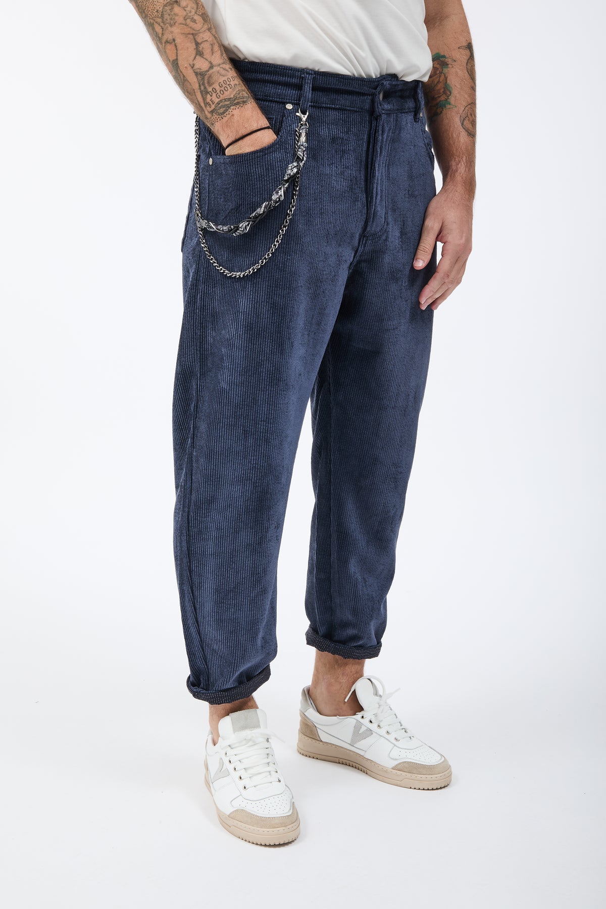 Pantalone Over-d Velluto Blu P83