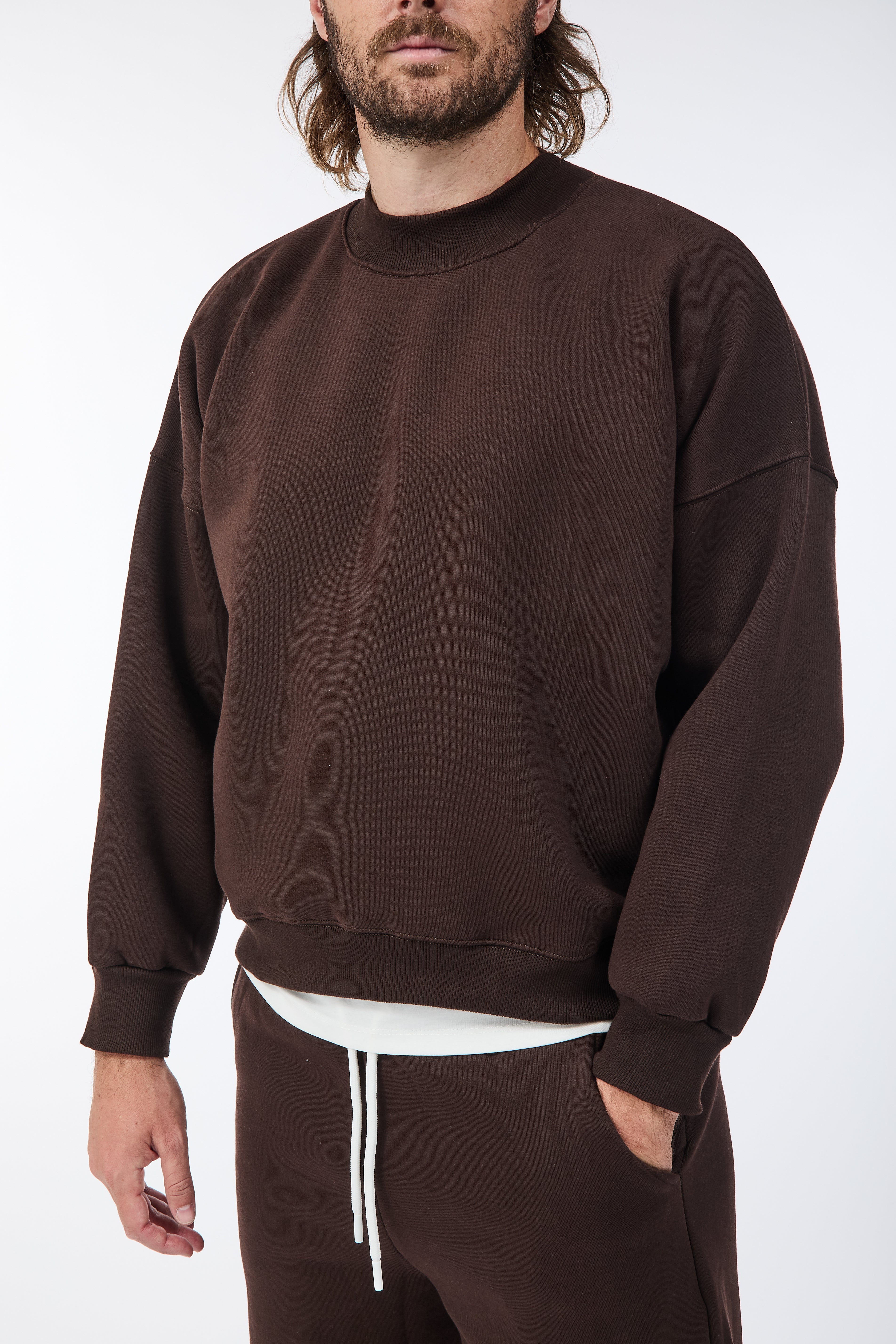 Felpa Berna Girocollo Cropped Moro