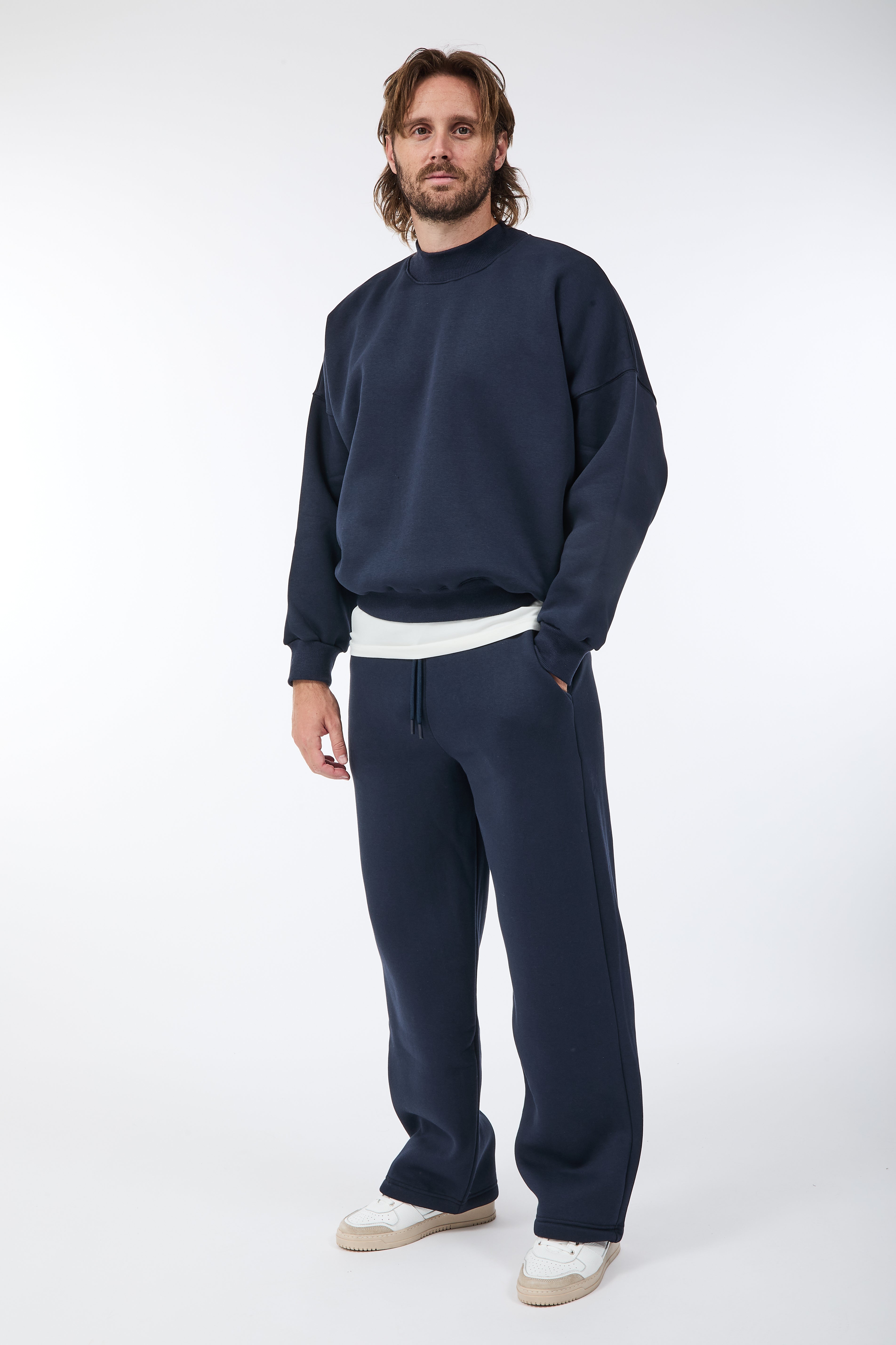 Felpa Berna Girocollo Cropped Blu