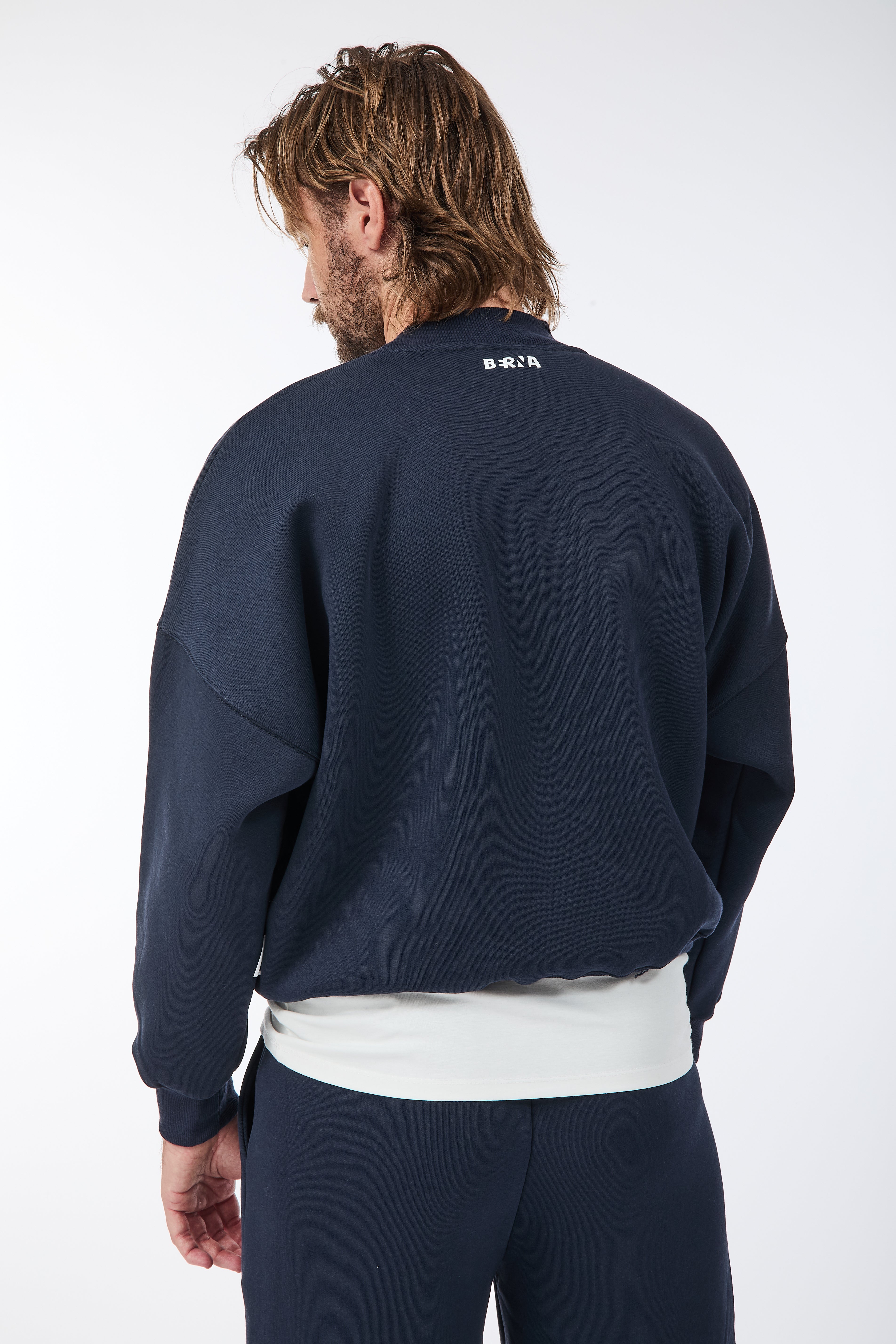 Felpa Berna Girocollo Cropped Blu