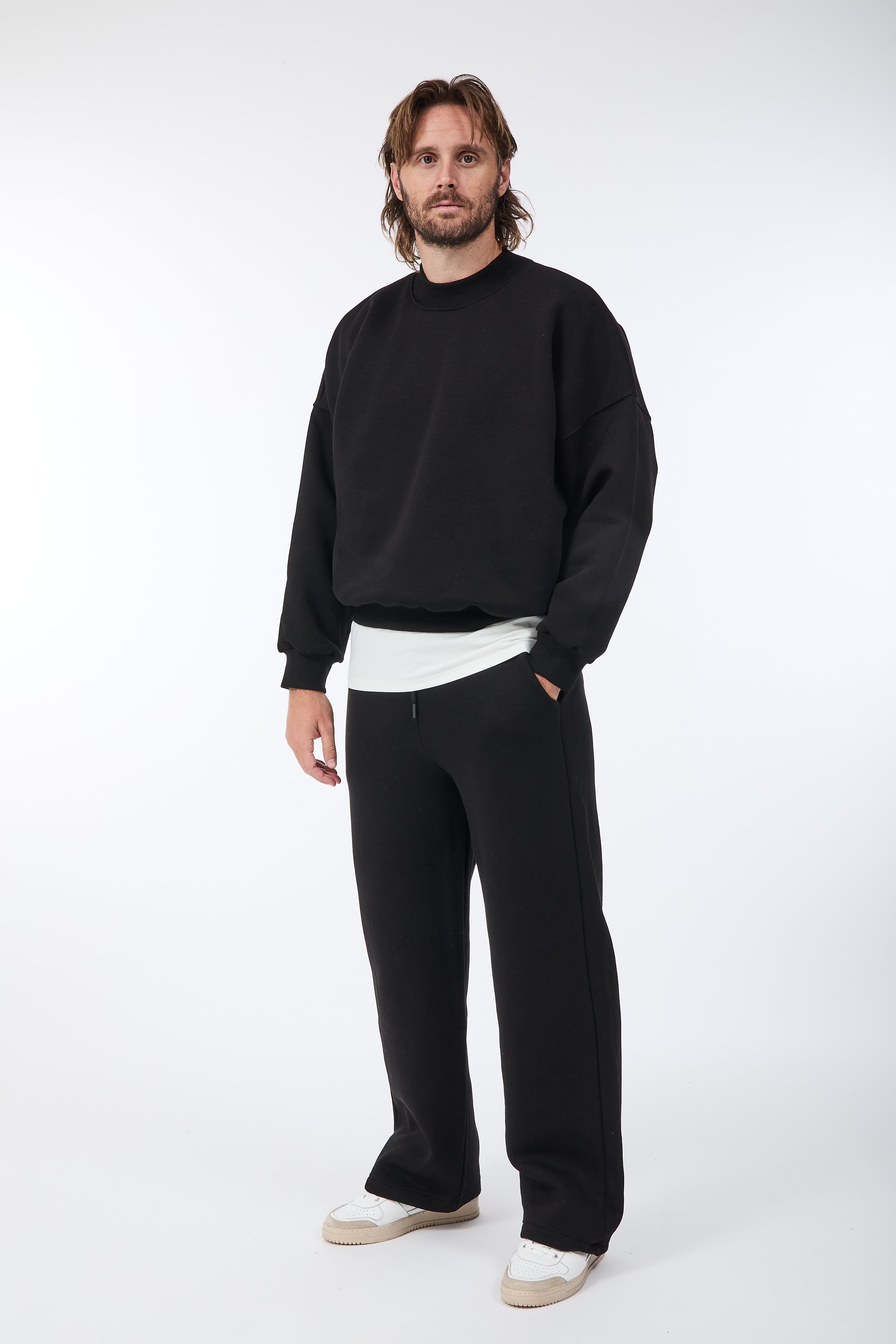 Felpa Berna Girocollo Cropped Nero