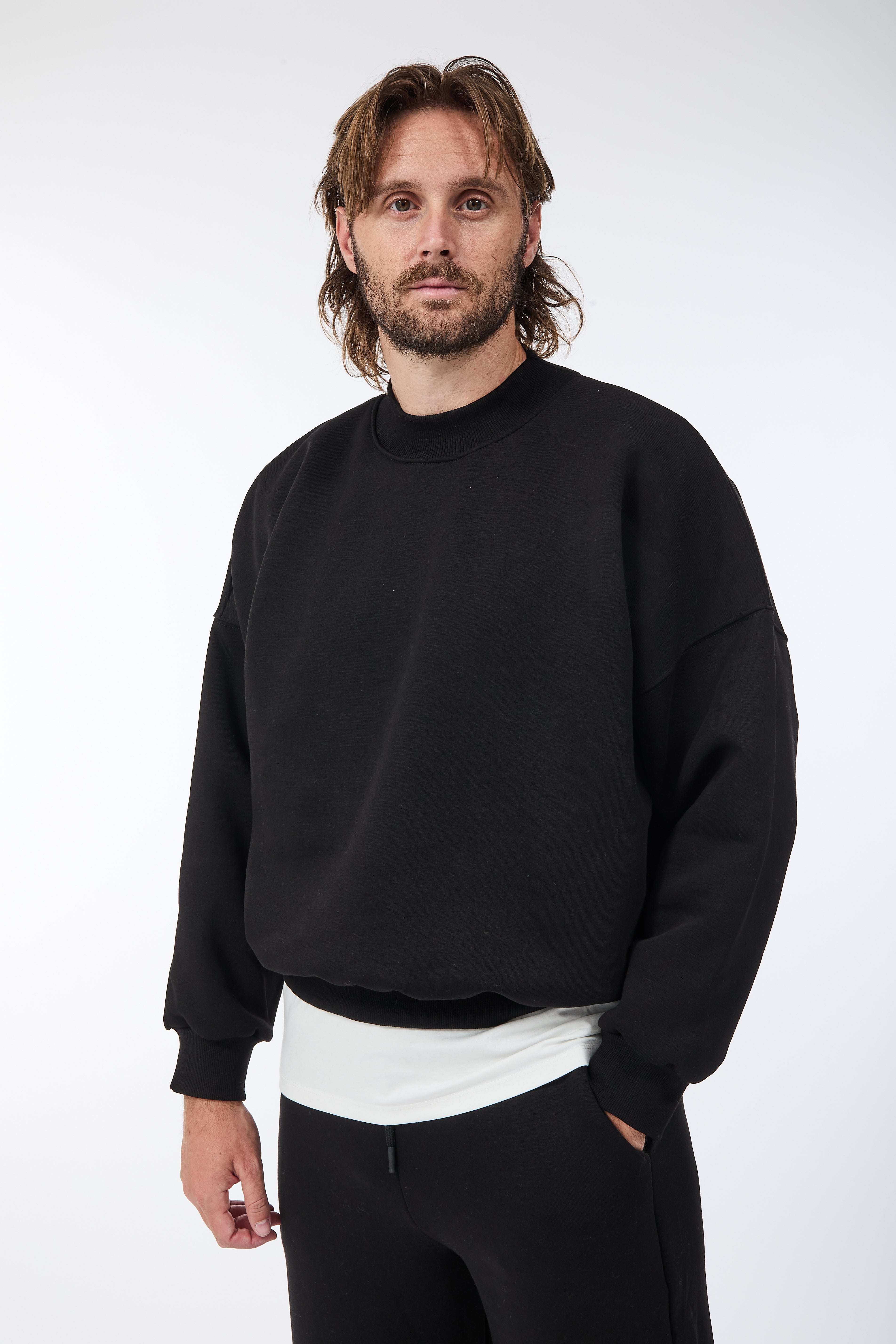 Felpa Berna Girocollo Cropped Nero