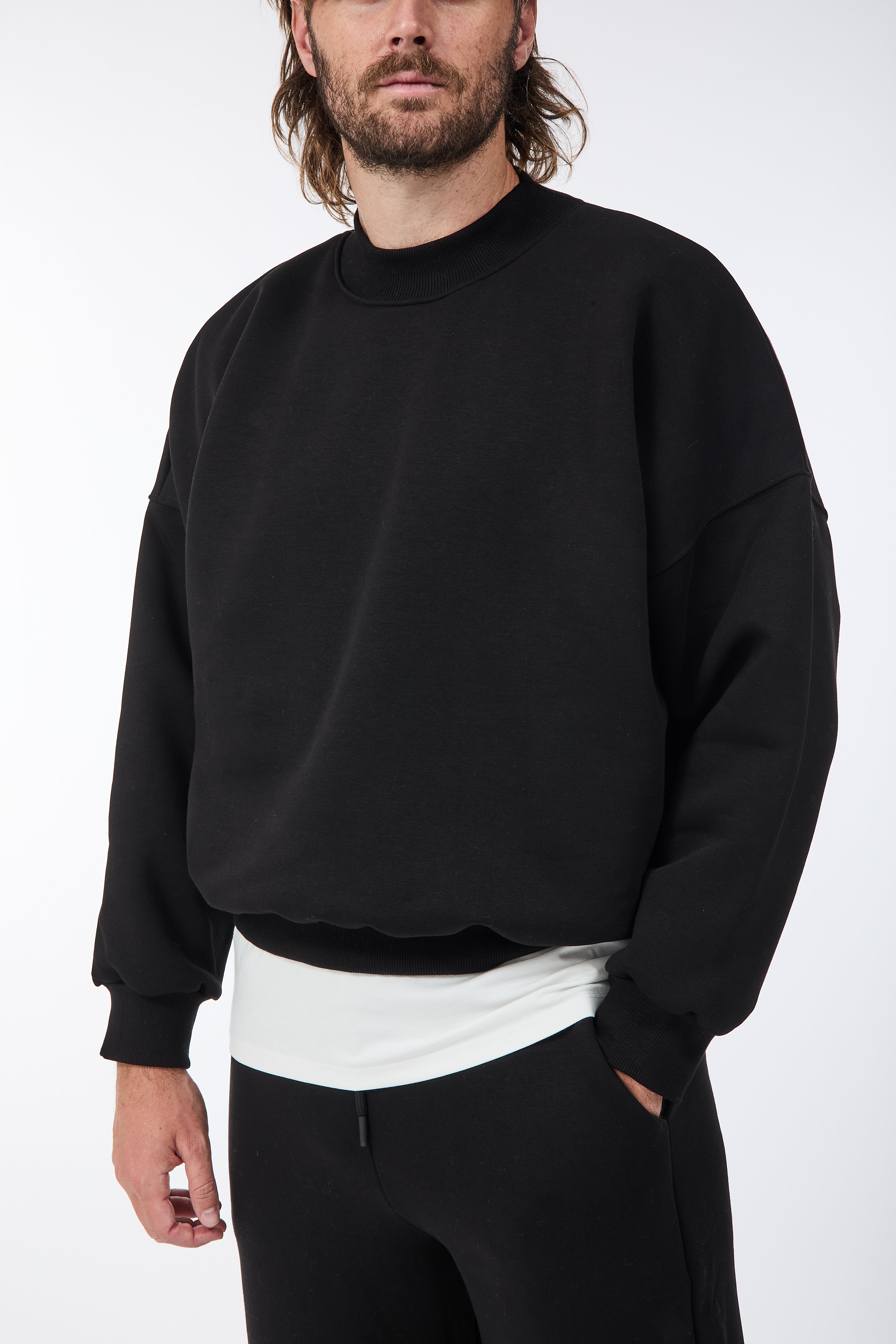 Felpa Berna Girocollo Cropped Nero