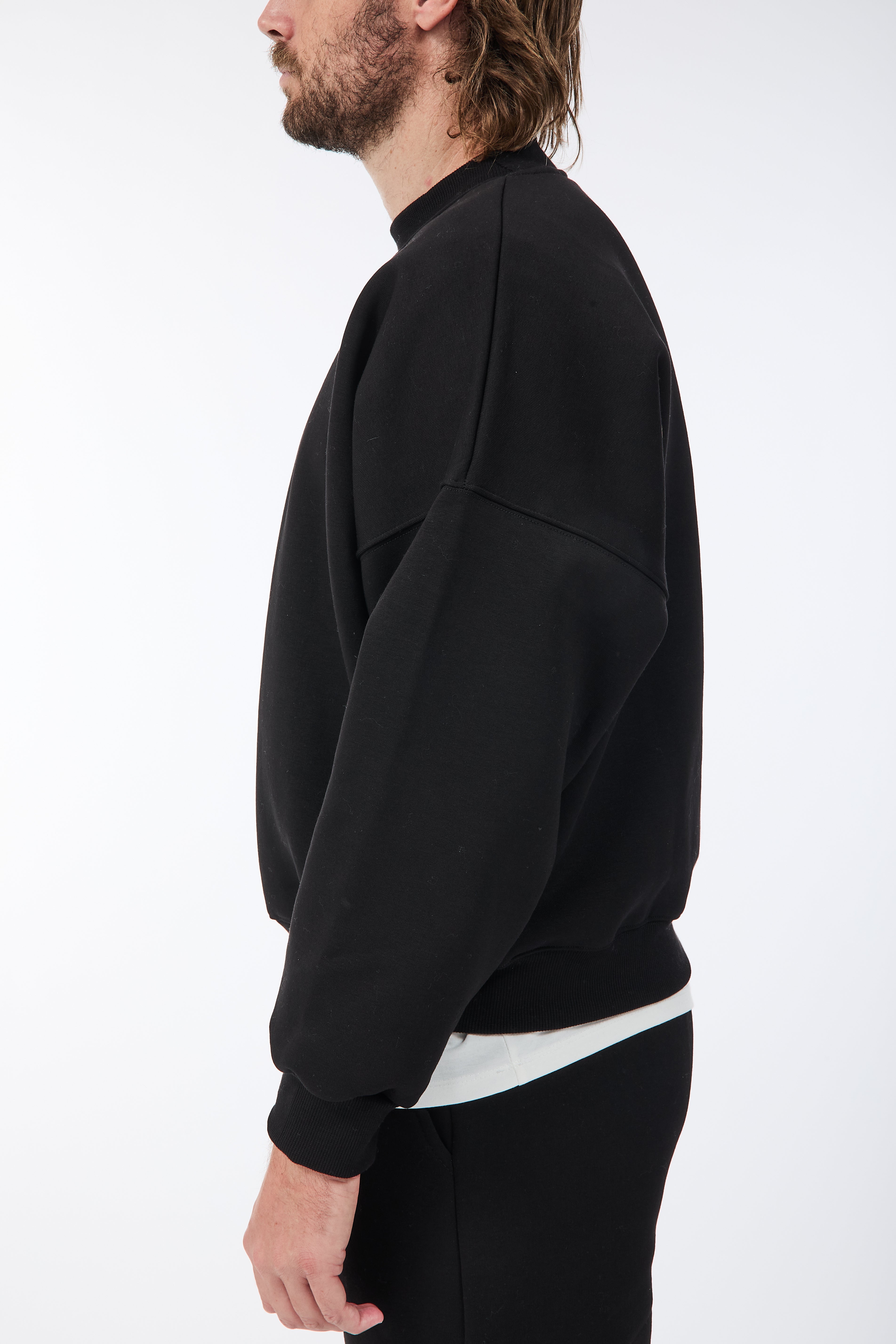Felpa Berna Girocollo Cropped Nero